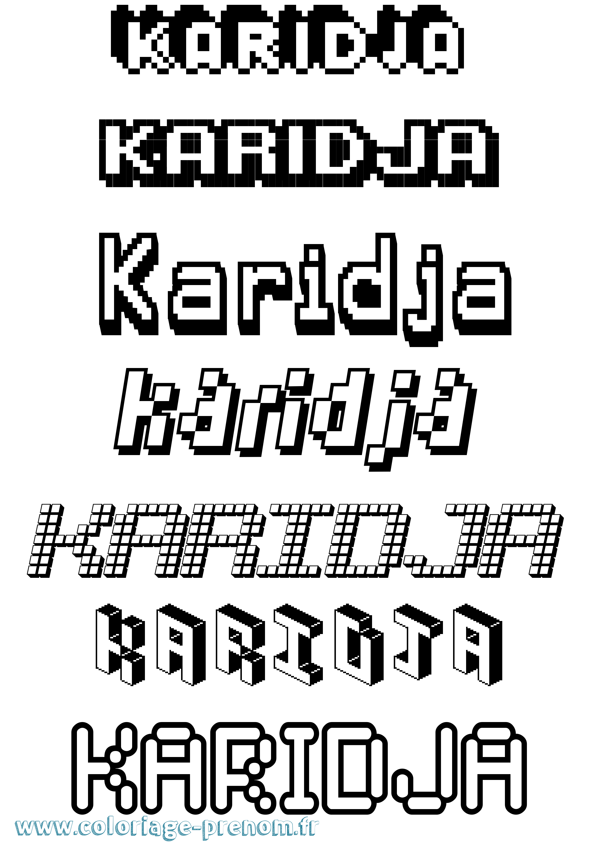 Coloriage Karidja Pixel Coloriage prénom Karidja Pixel