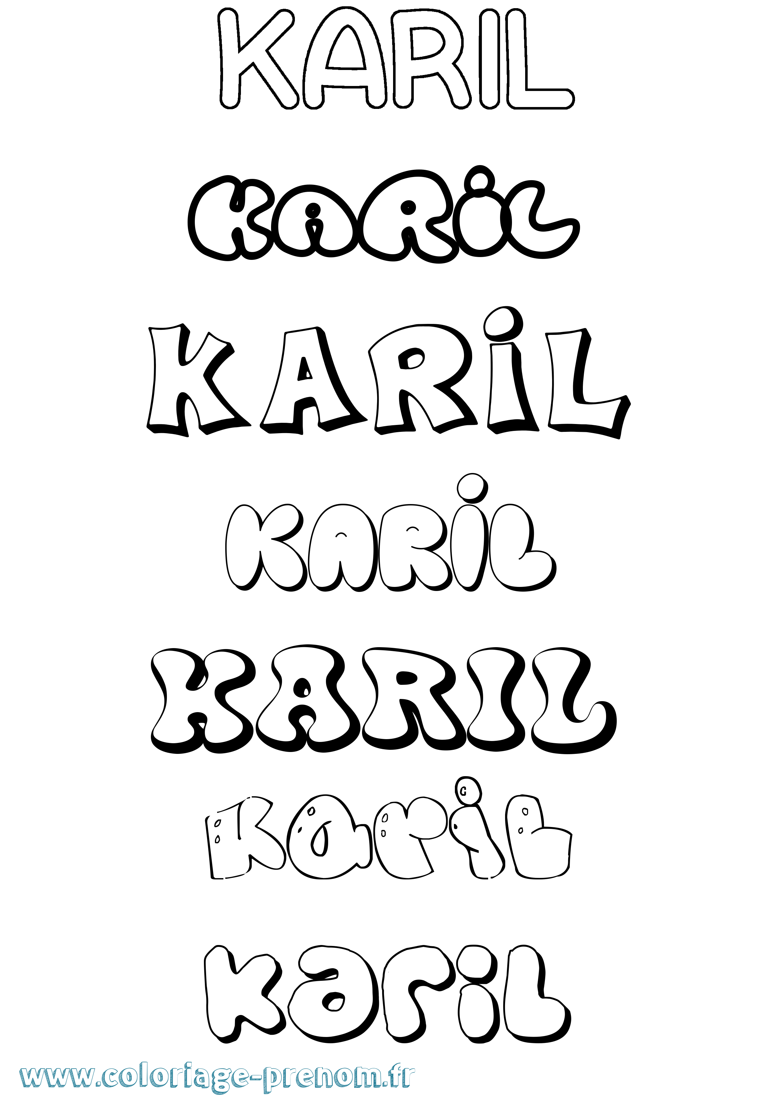 Coloriage prénom Karil Bubble