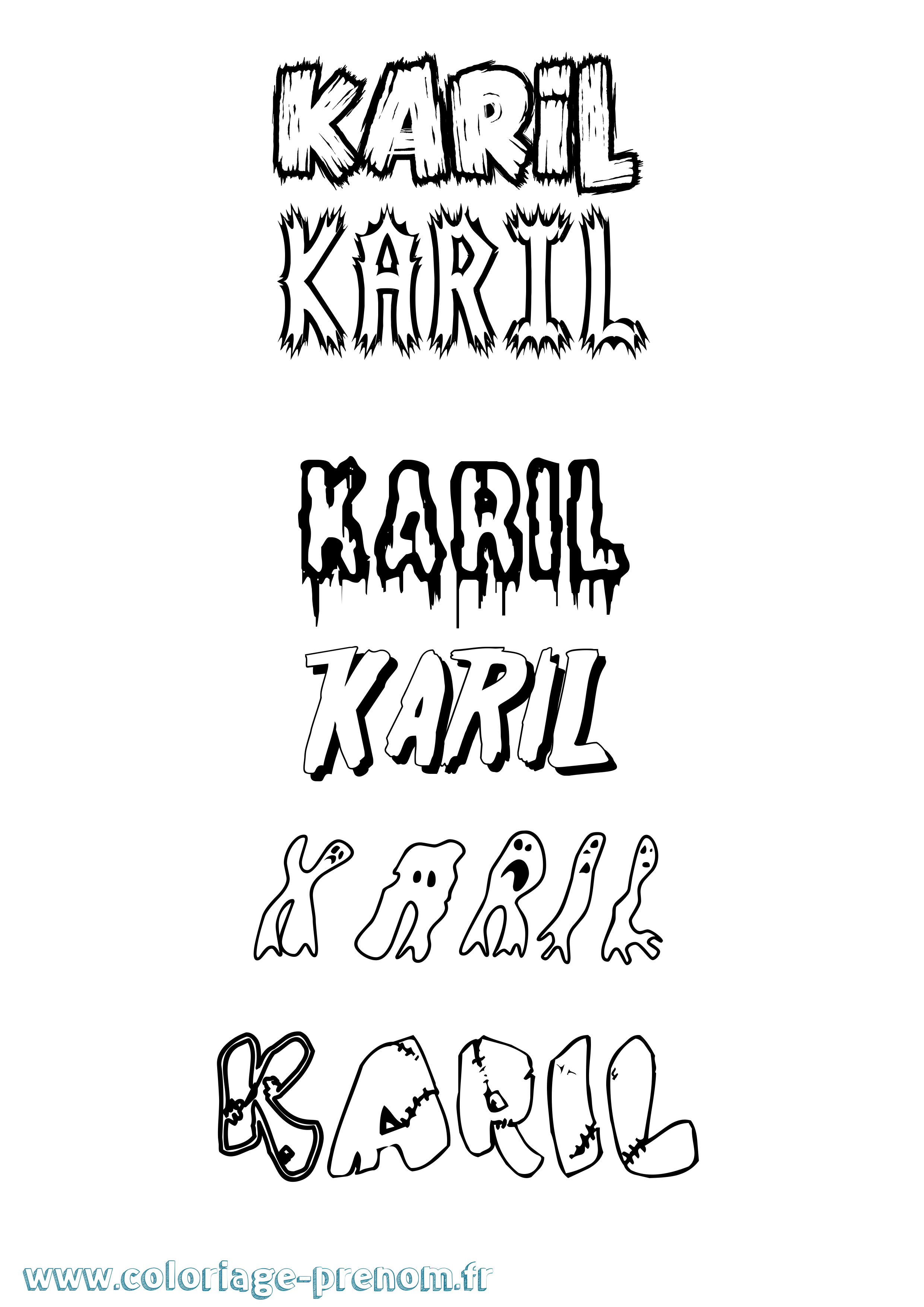Coloriage prénom Karil Frisson