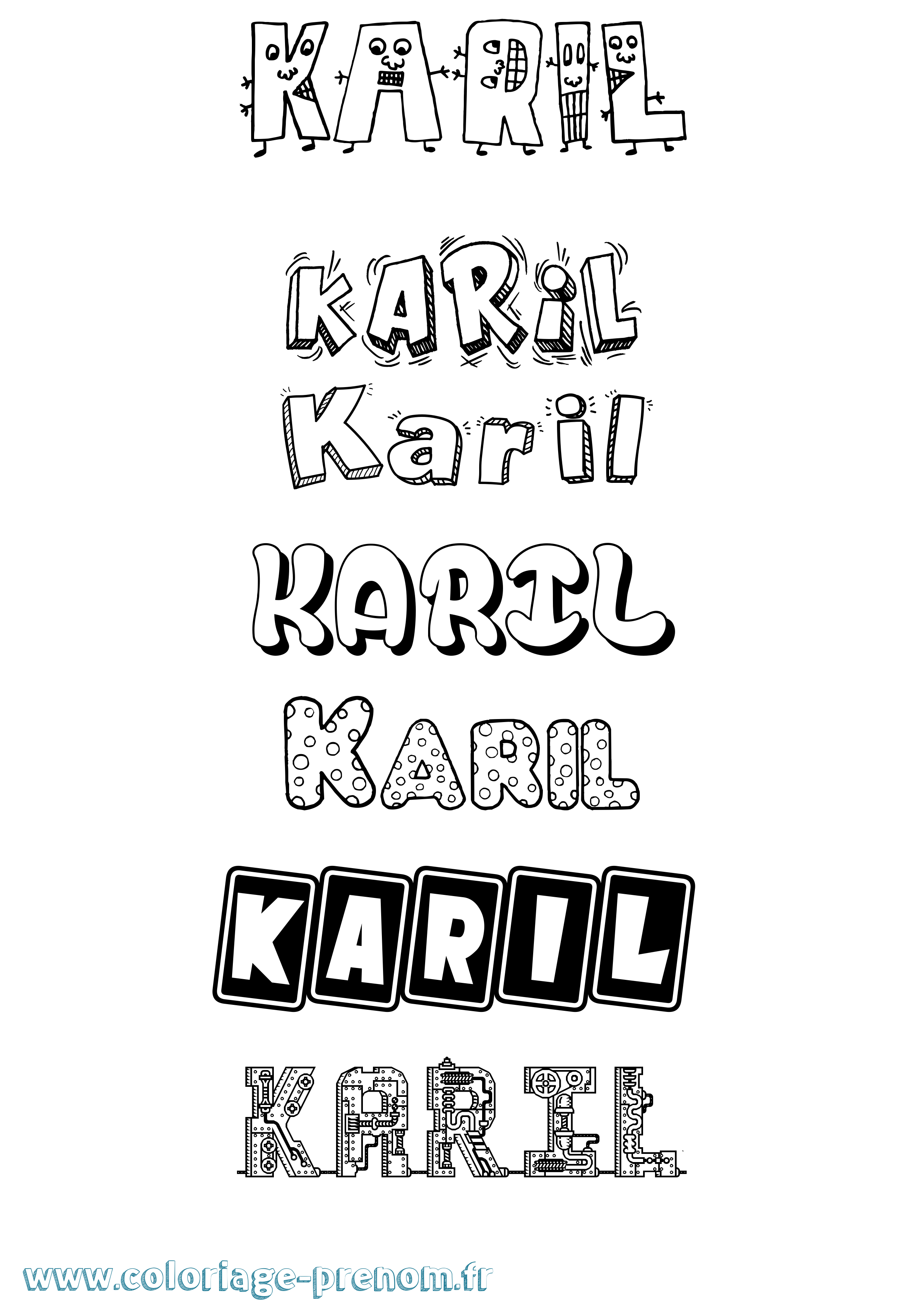 Coloriage prénom Karil Fun