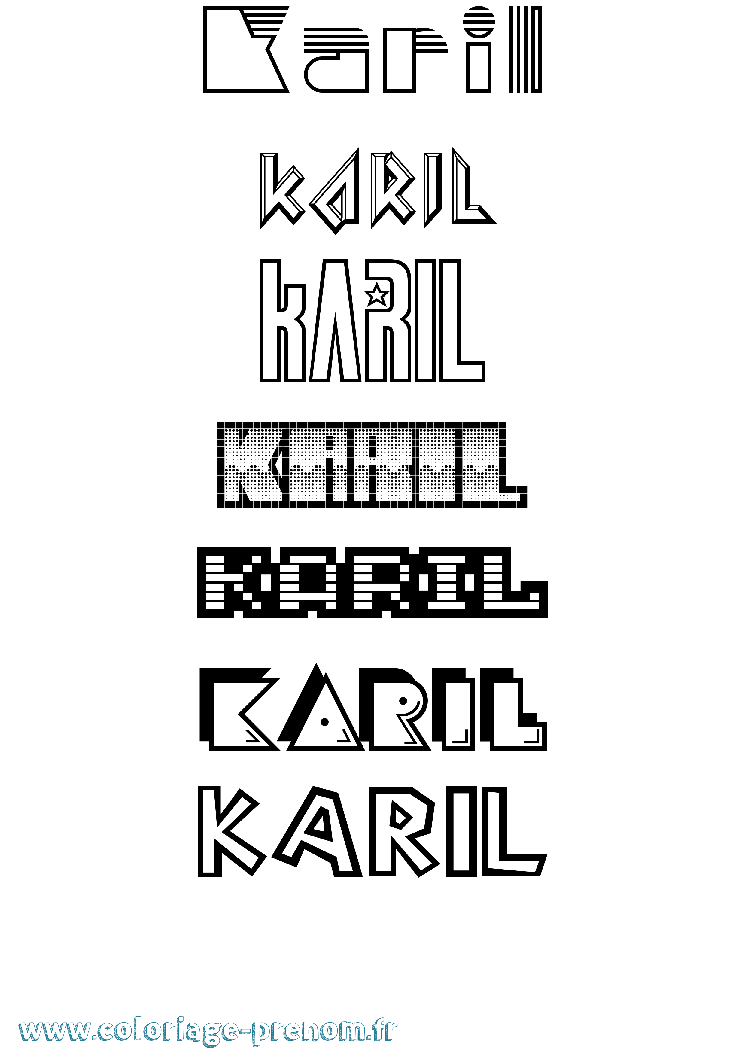 Coloriage prénom Karil Jeux Vidéos