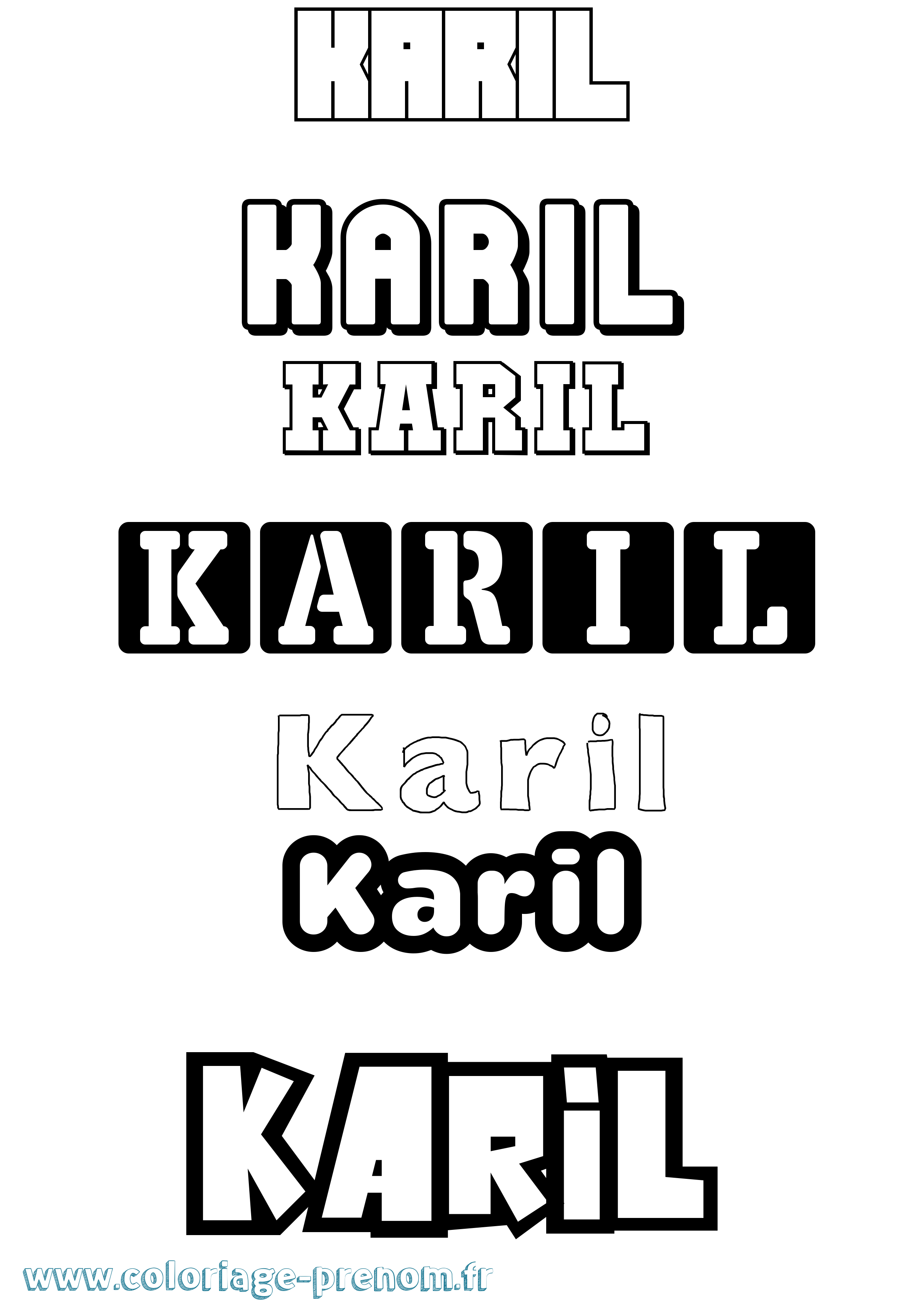 Coloriage prénom Karil Simple