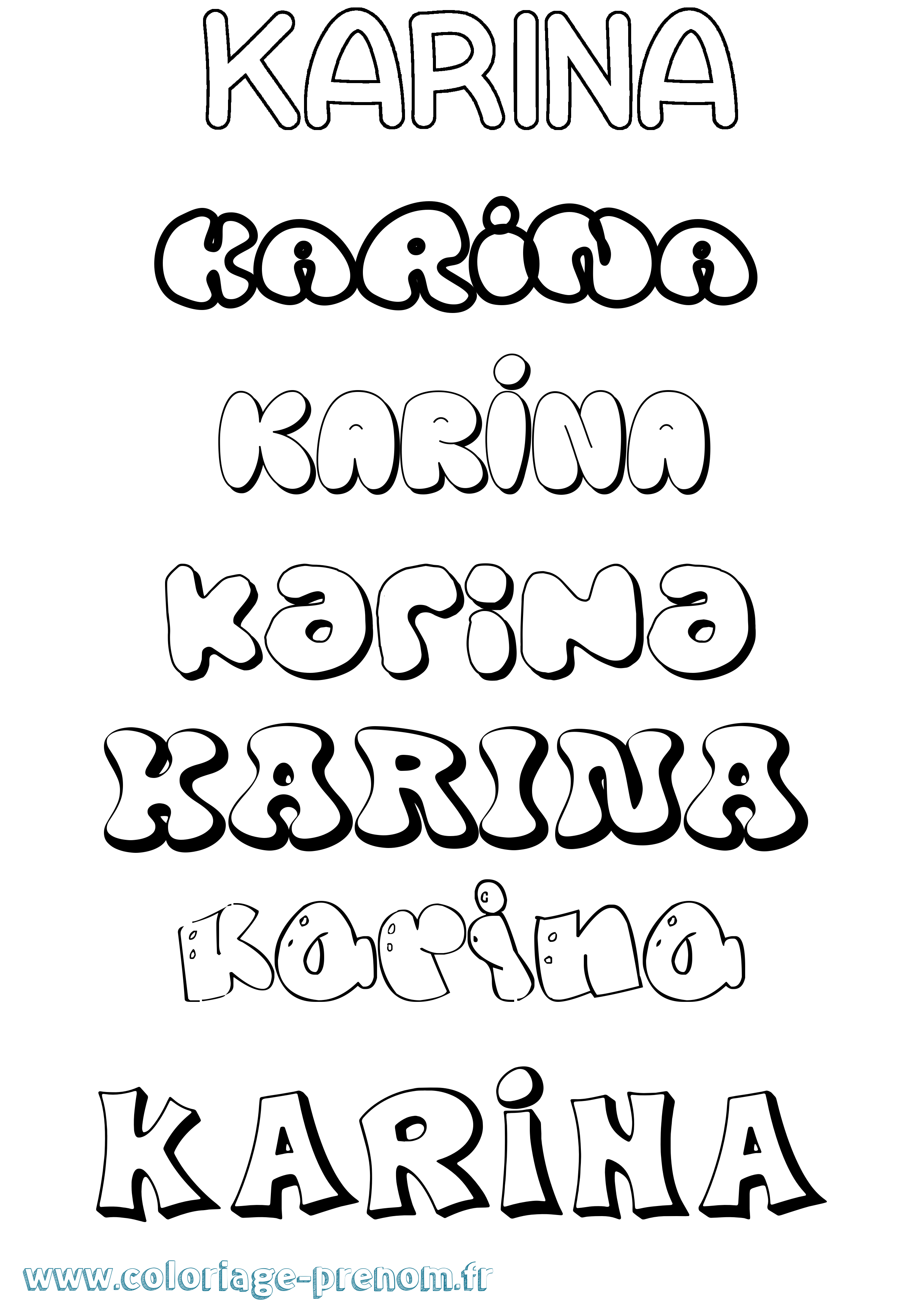 Coloriage prénom Karina Bubble