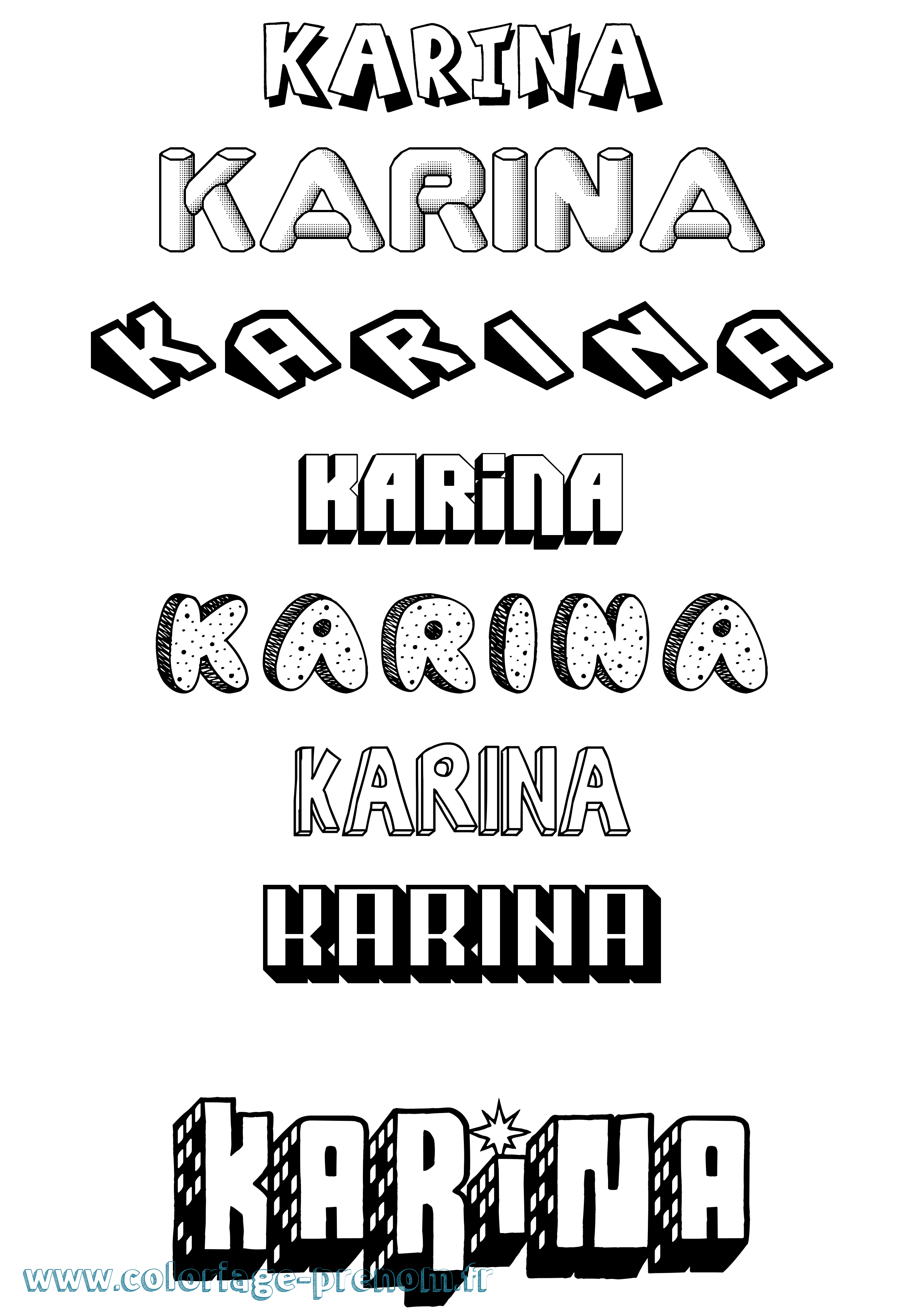 Coloriage prénom Karina Effet 3D