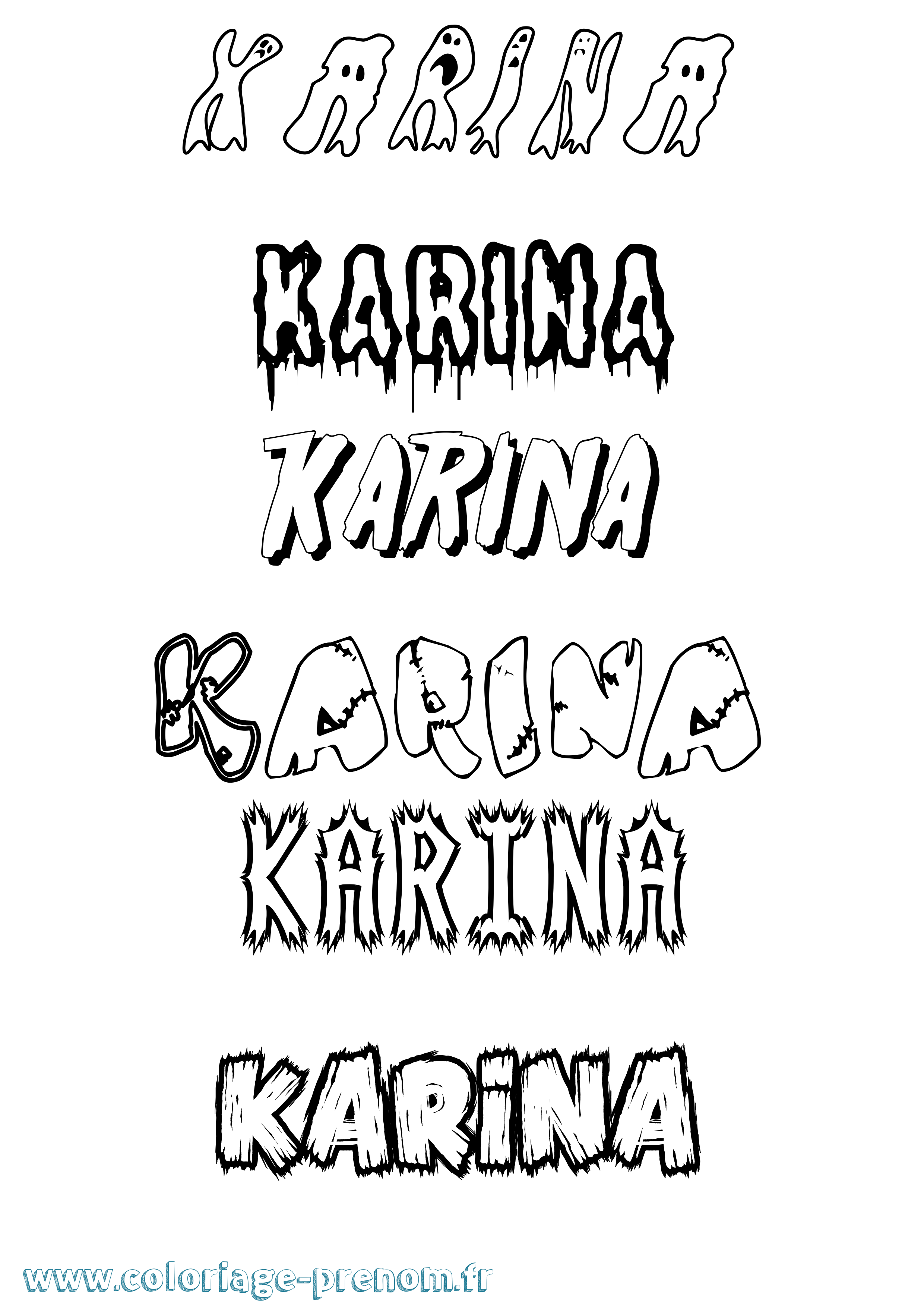Coloriage prénom Karina Frisson
