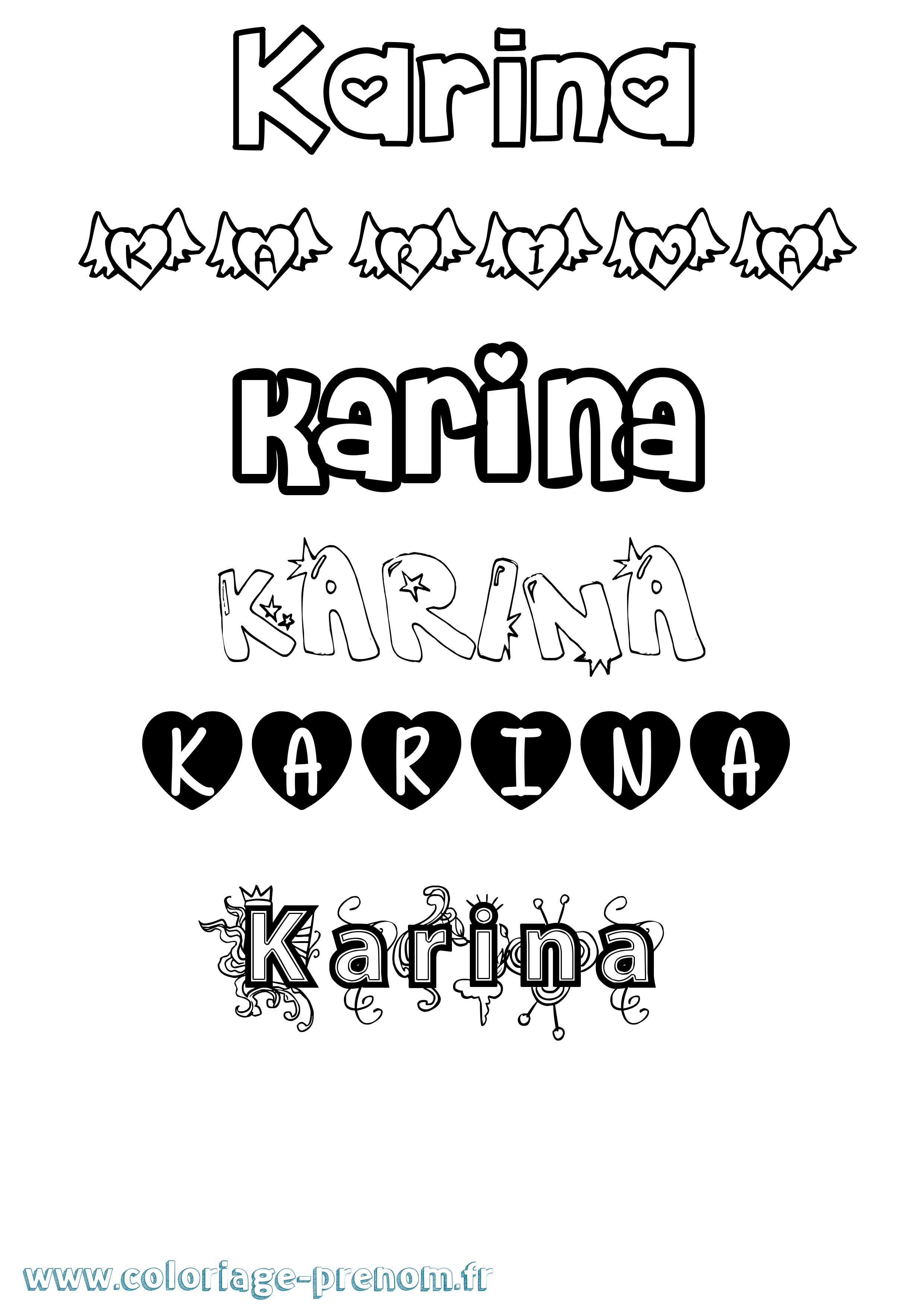 Coloriage prénom Karina Girly