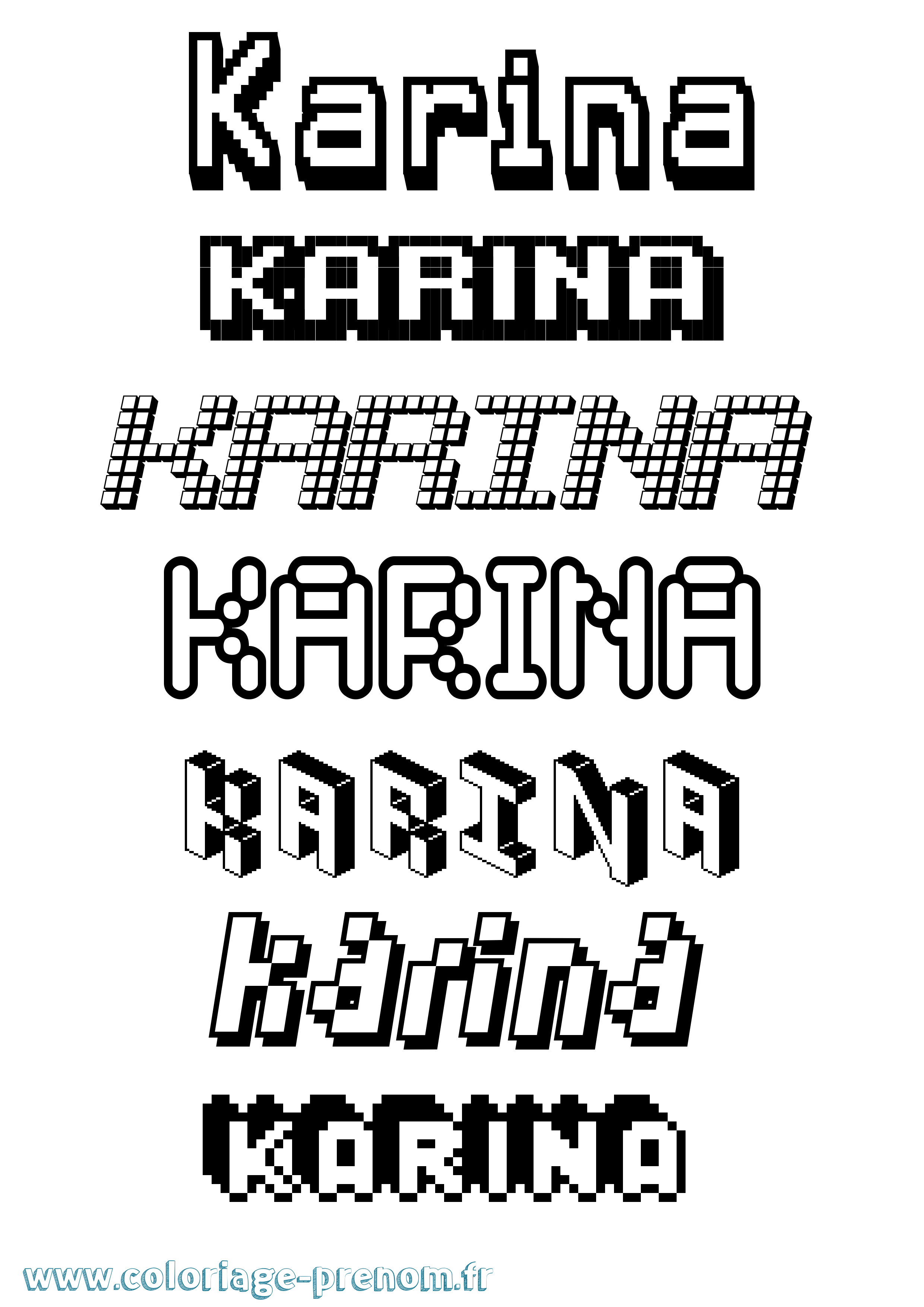 Coloriage prénom Karina Pixel