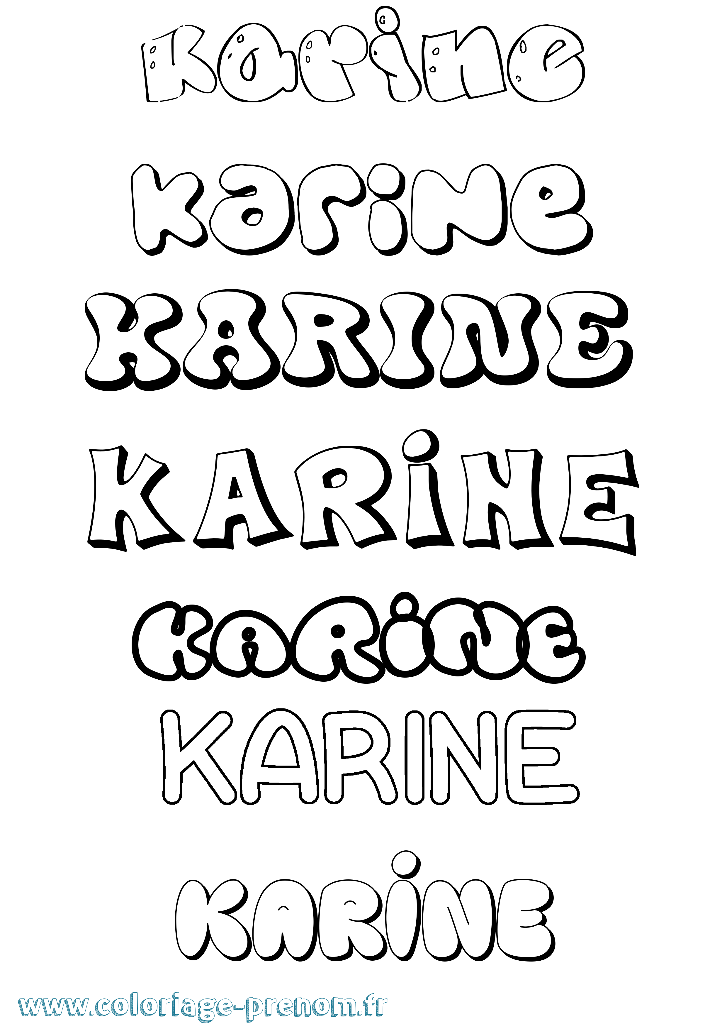 Coloriage prénom Karine Bubble