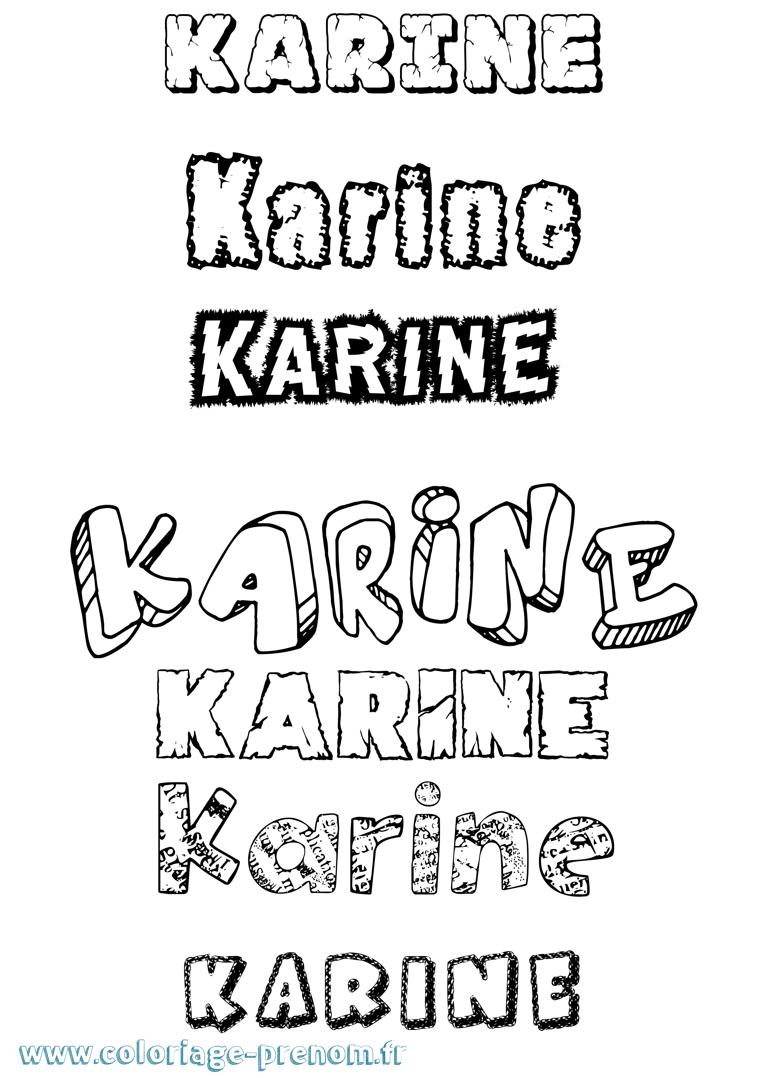 Coloriage prénom Karine Destructuré