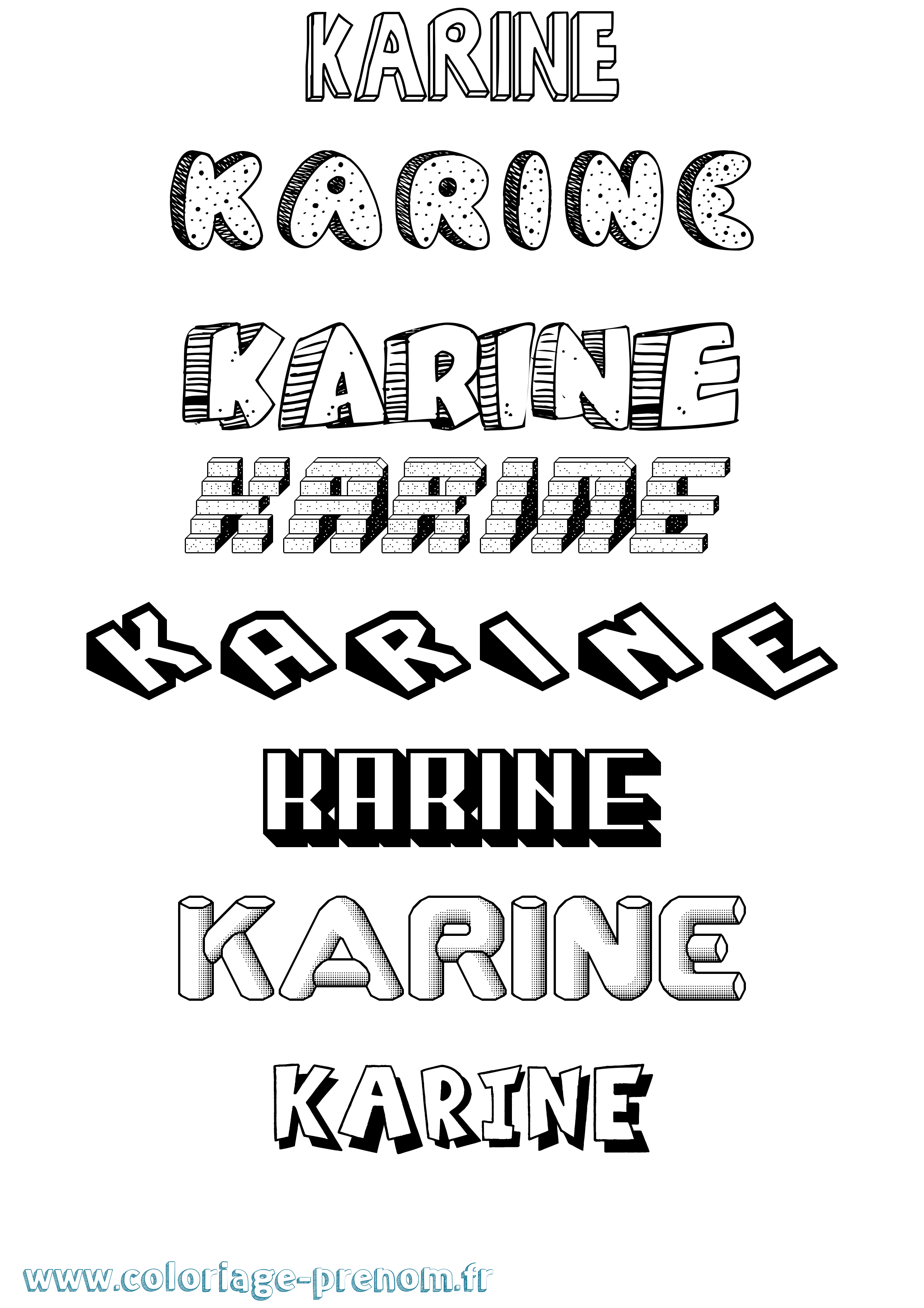 Coloriage prénom Karine Effet 3D