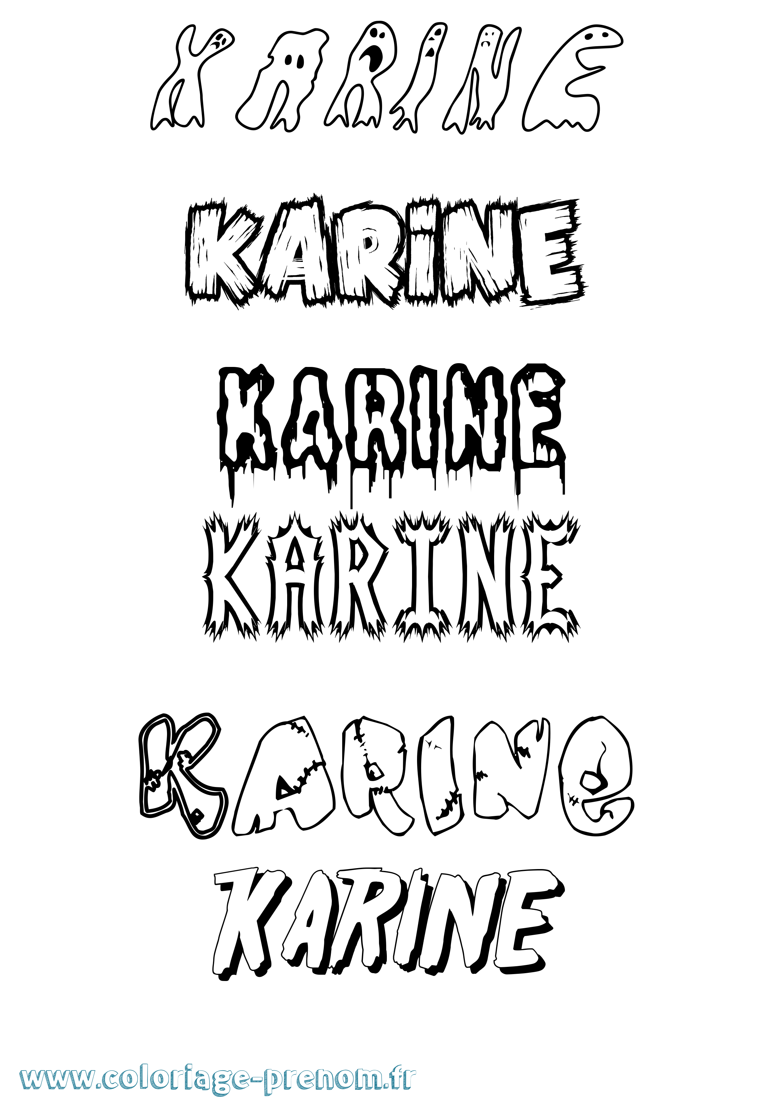 Coloriage prénom Karine Frisson
