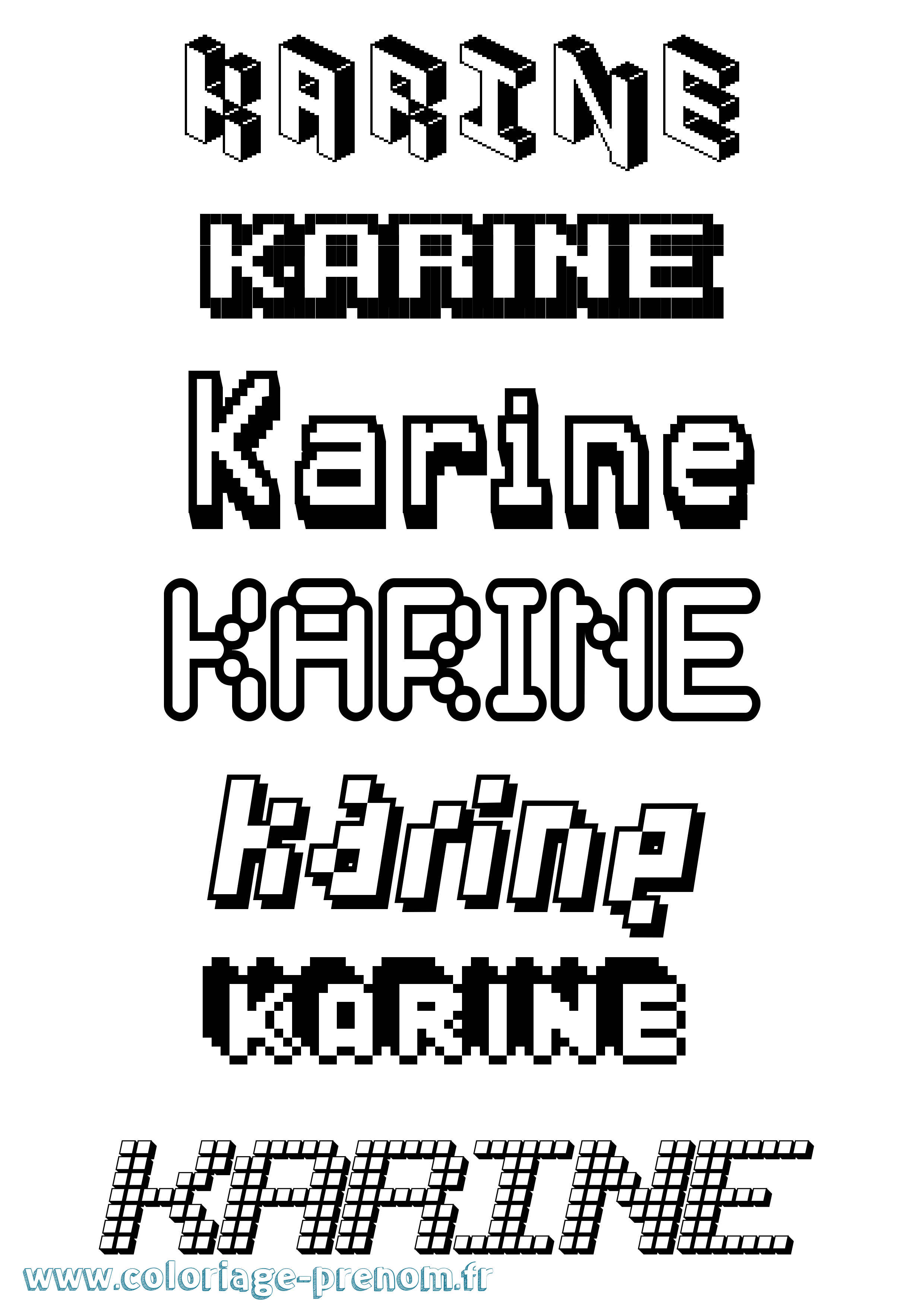 Coloriage prénom Karine Pixel