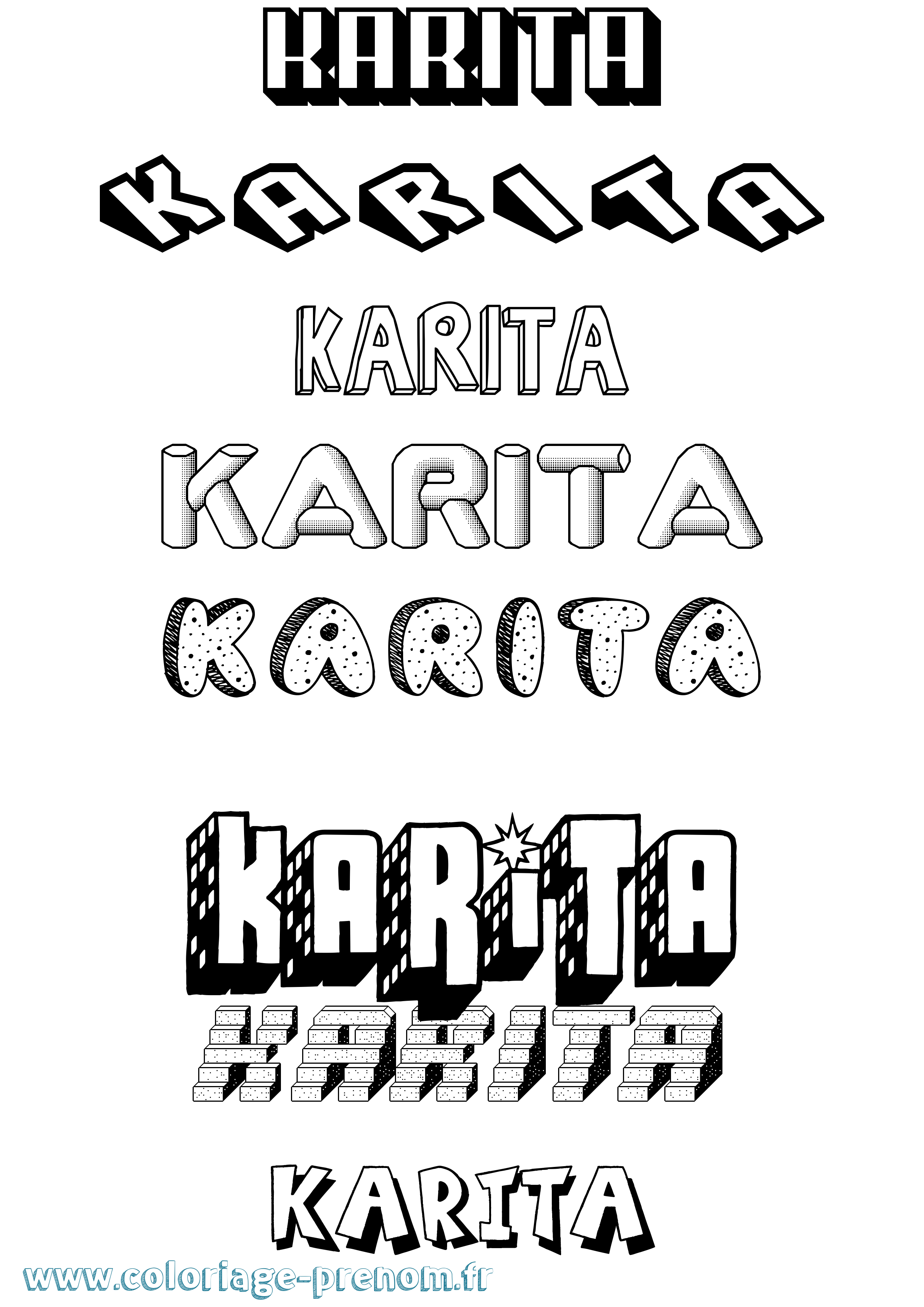 Coloriage prénom Karita Effet 3D