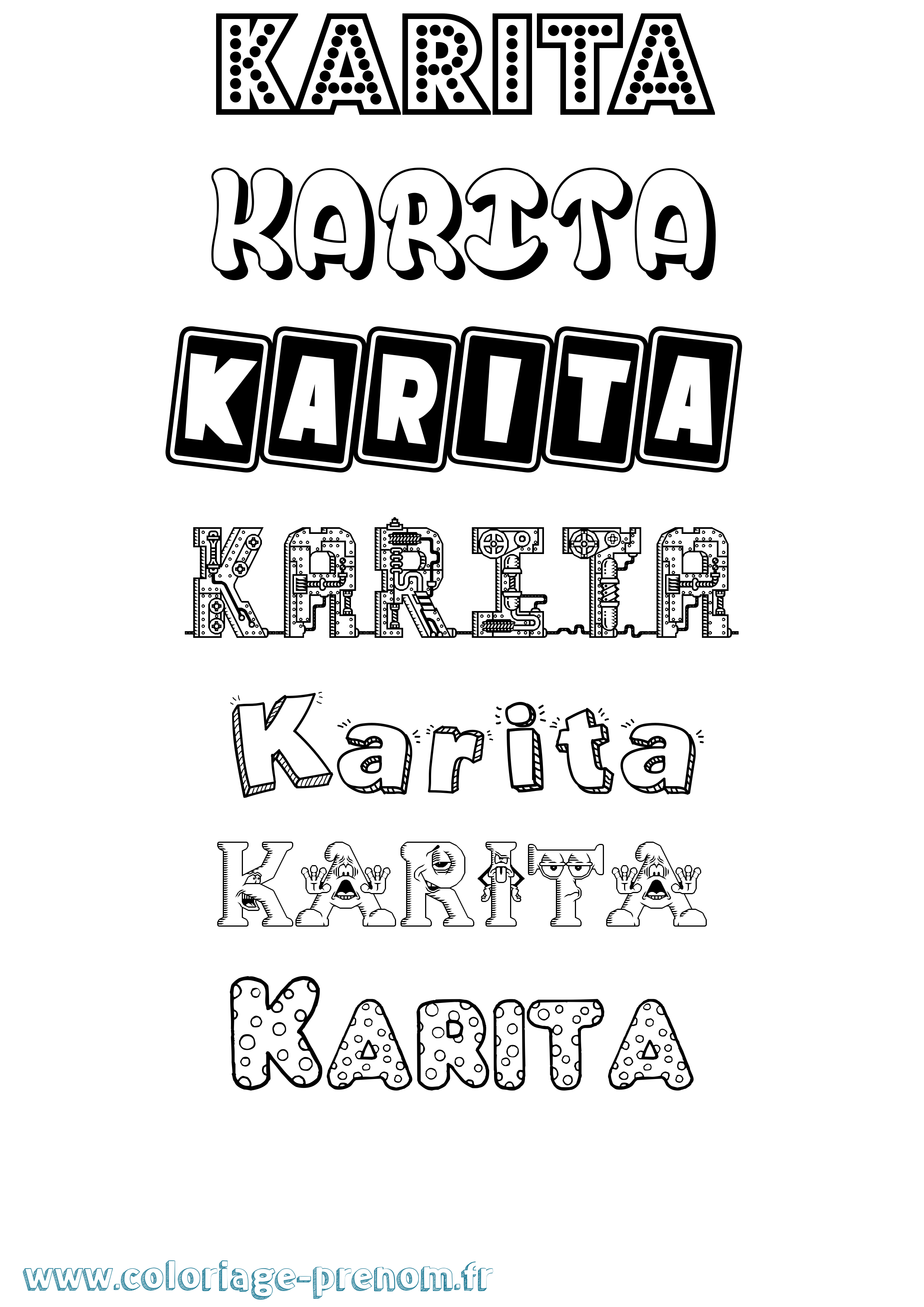 Coloriage prénom Karita Fun