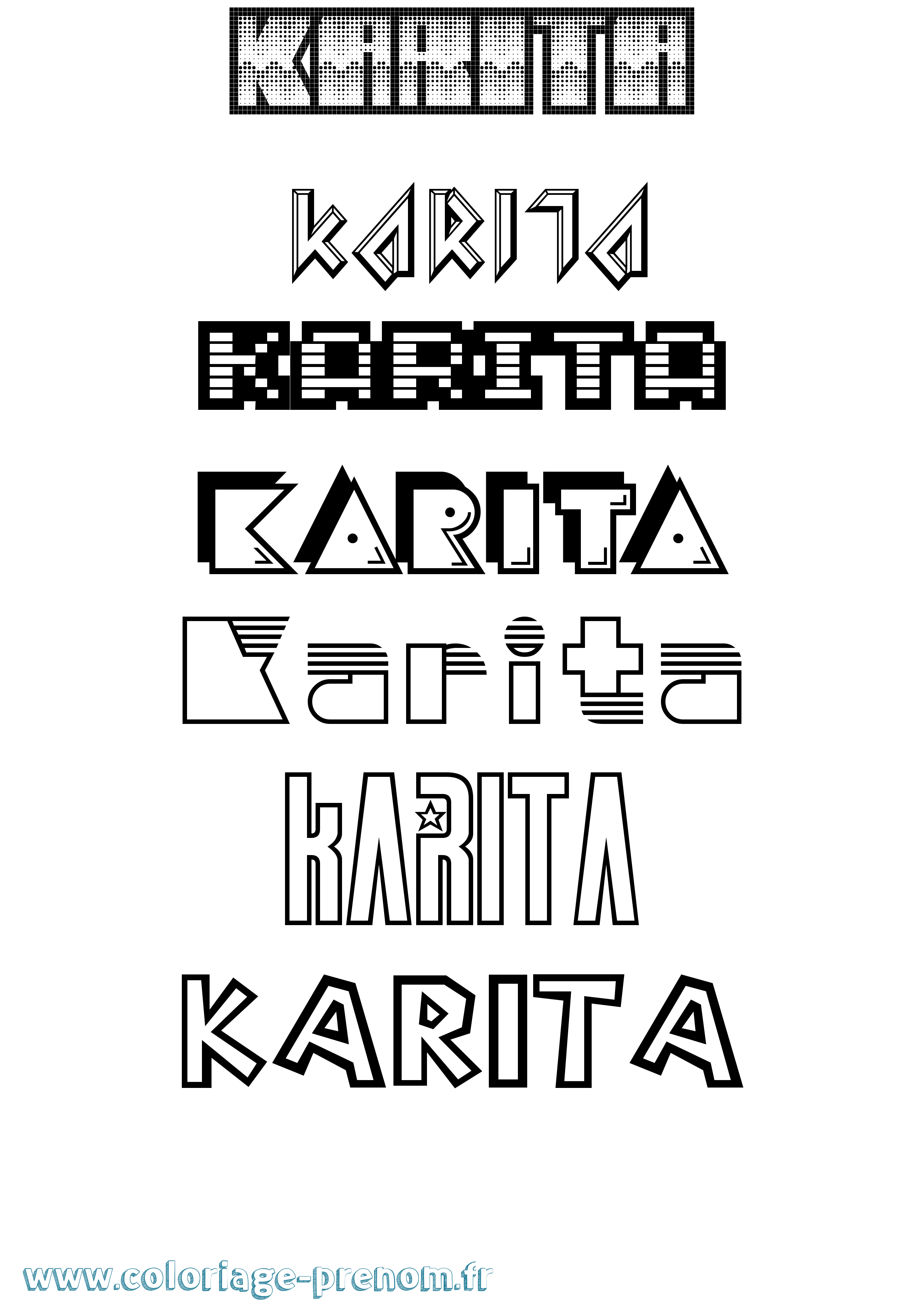 Coloriage prénom Karita Jeux Vidéos