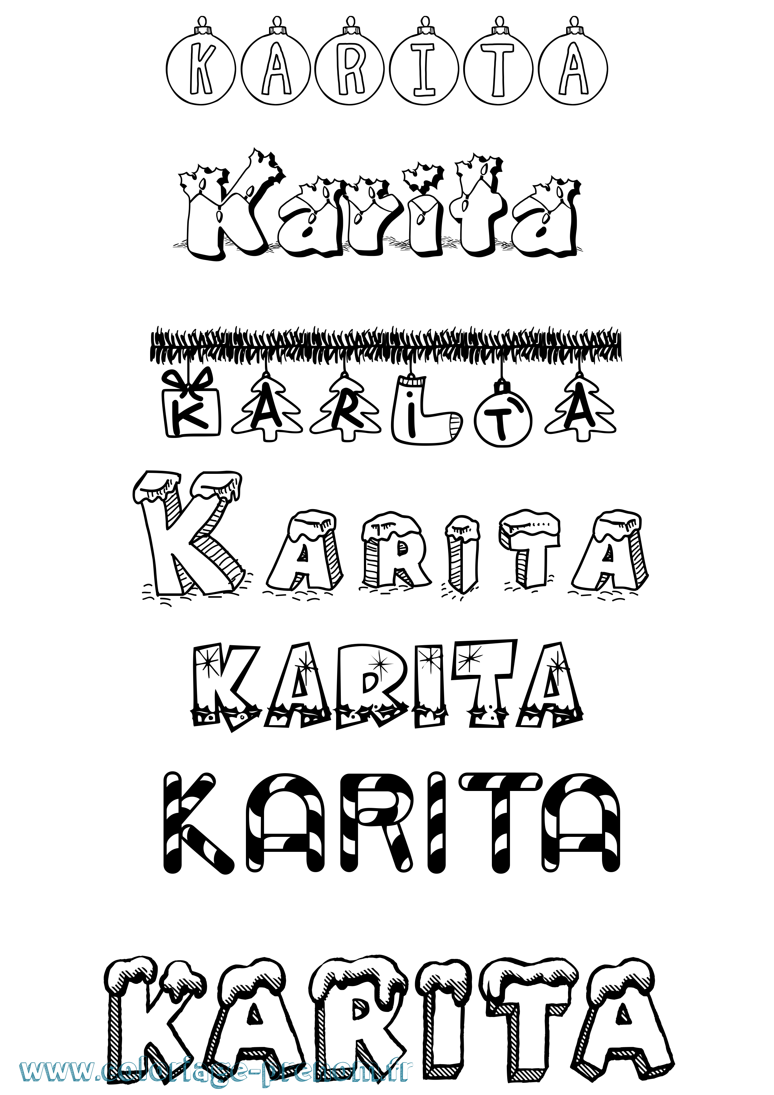Coloriage prénom Karita Noël