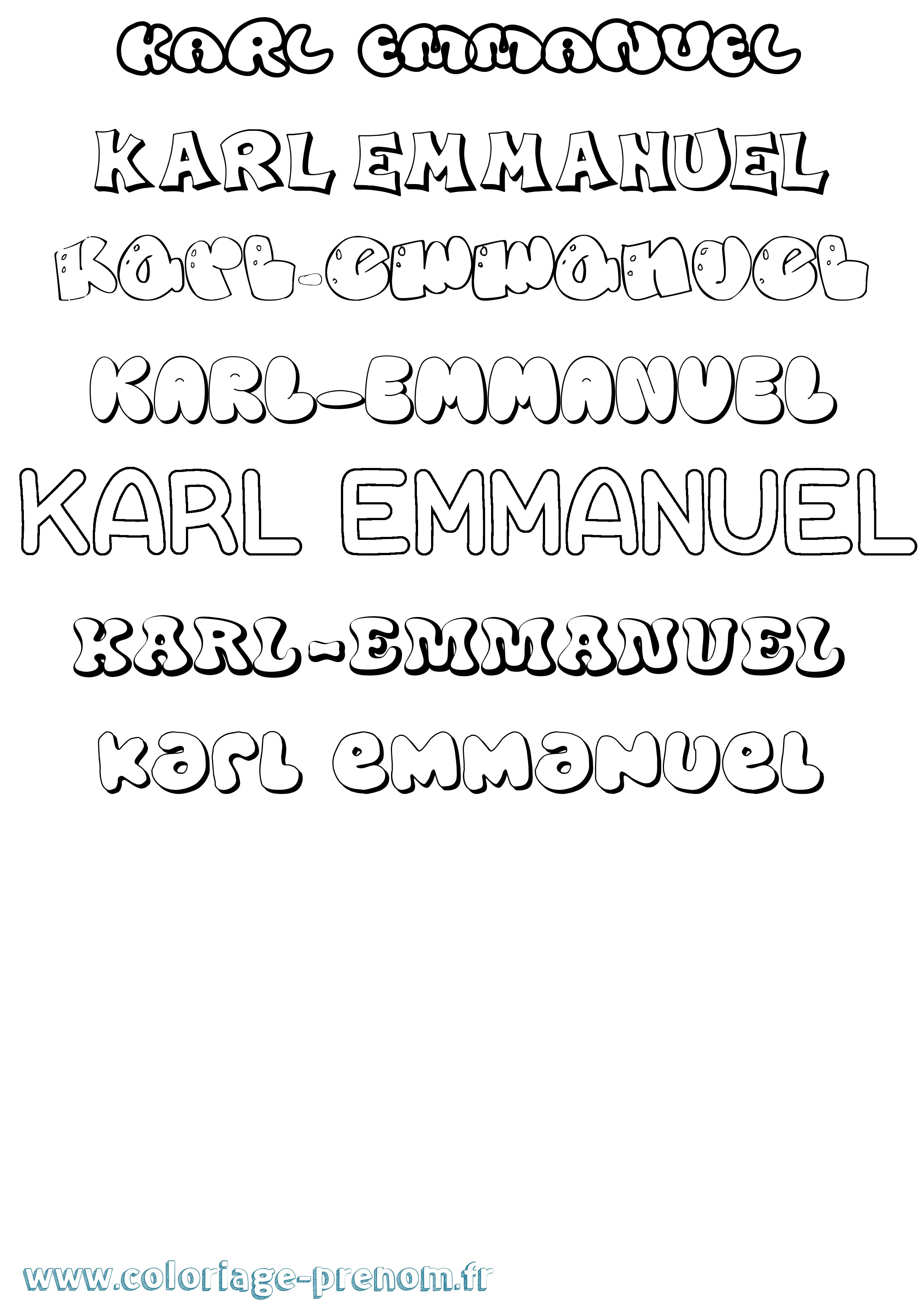 Coloriage prénom Karl-Emmanuel Bubble