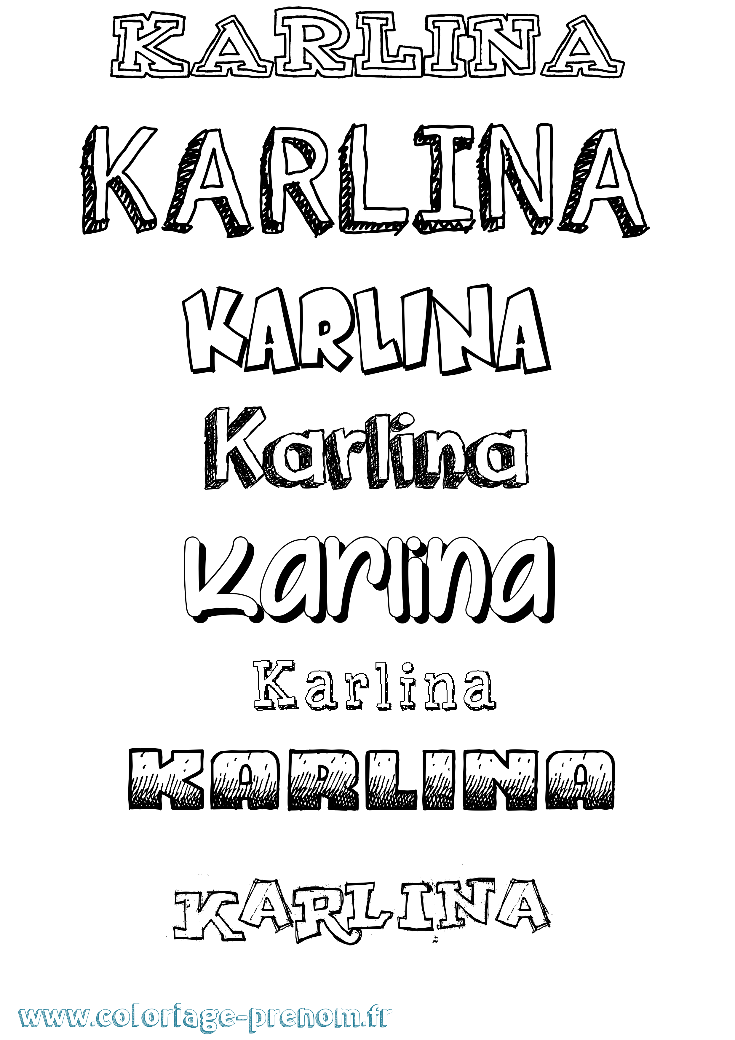 Coloriage prénom Karlina Dessiné
