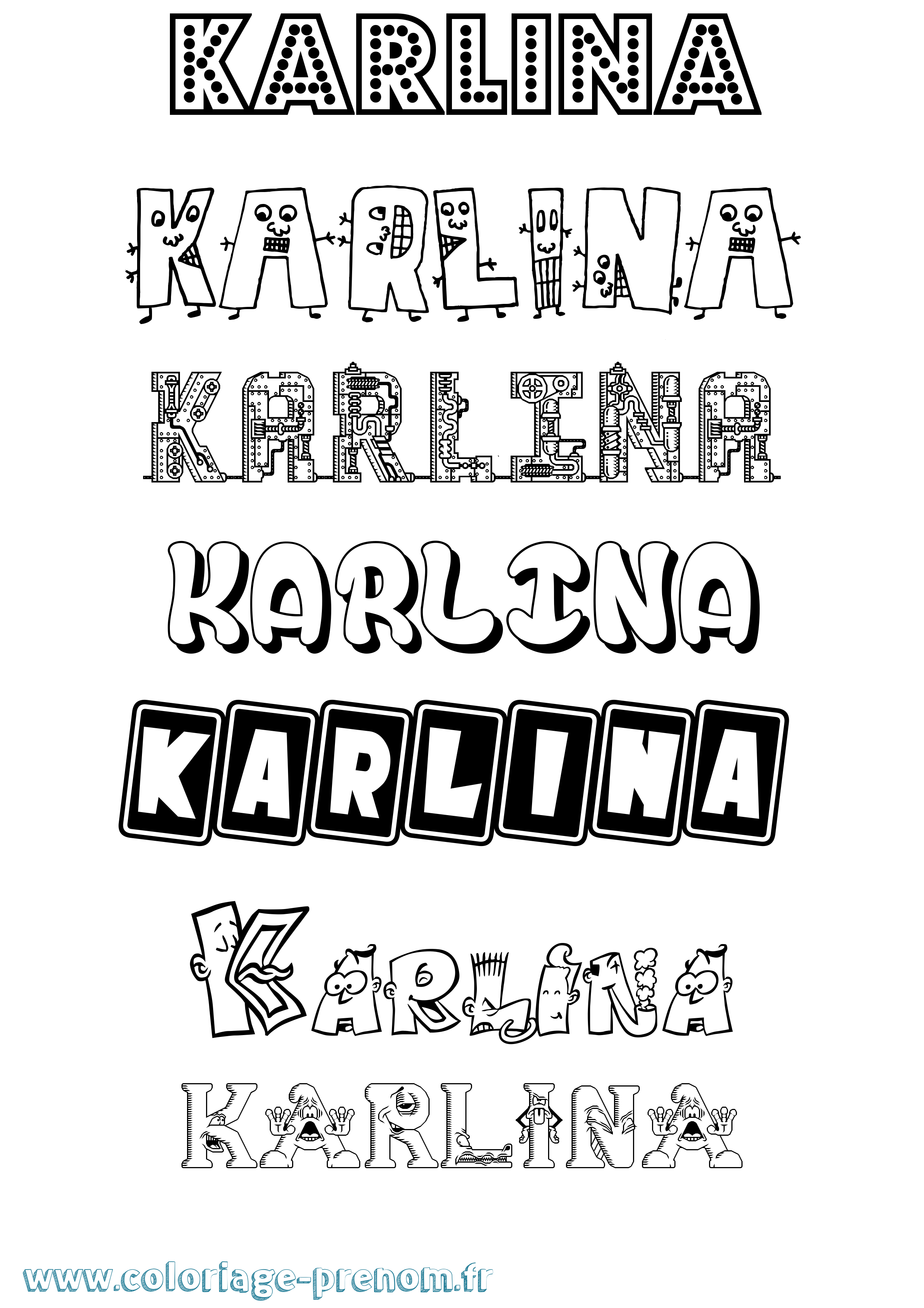 Coloriage prénom Karlina Fun