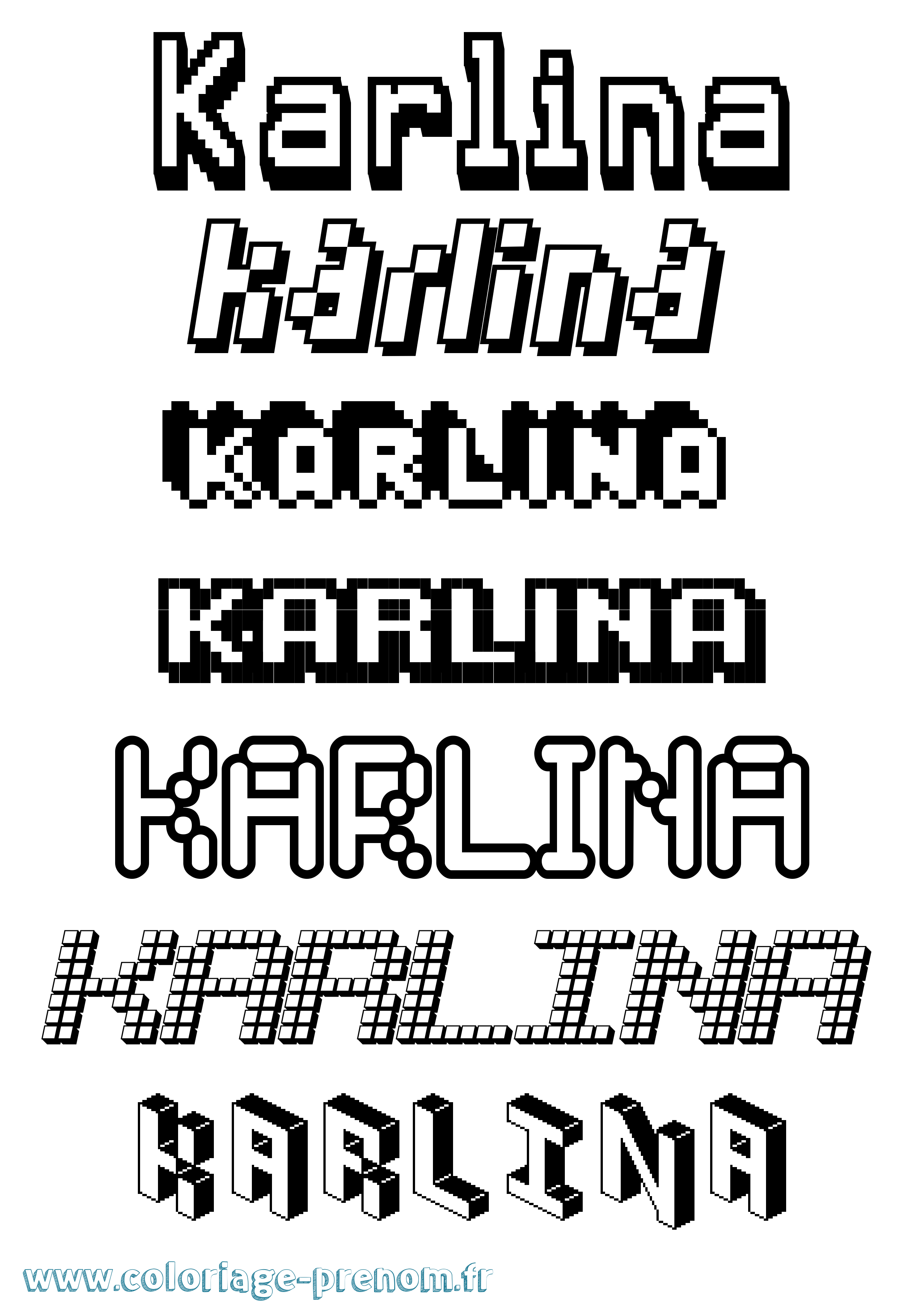 Coloriage prénom Karlina Pixel