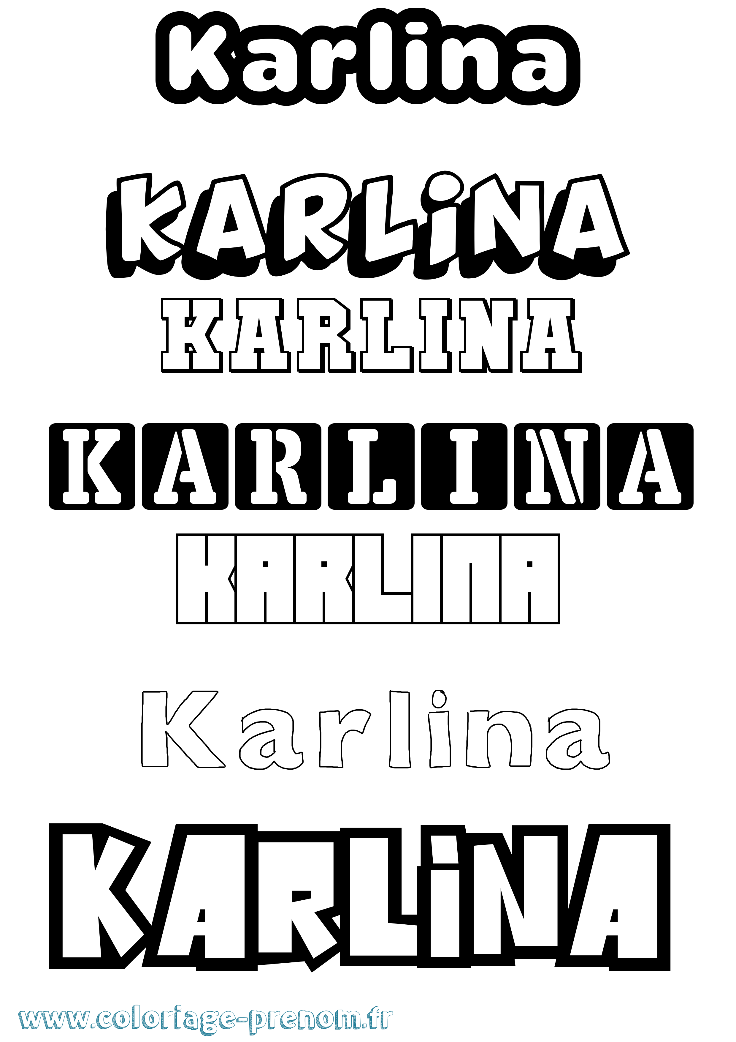 Coloriage prénom Karlina Simple