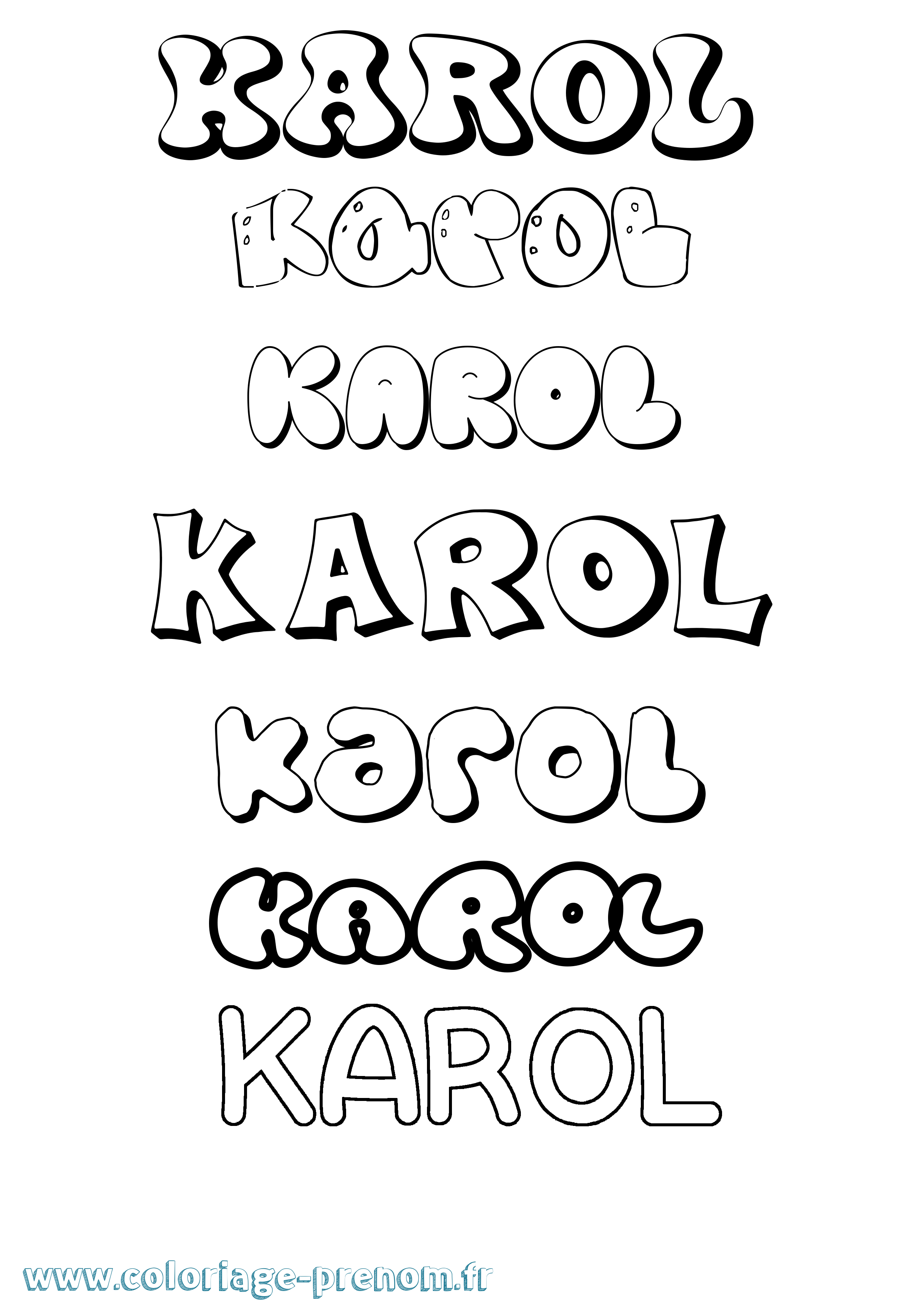 Coloriage prénom Karol Bubble