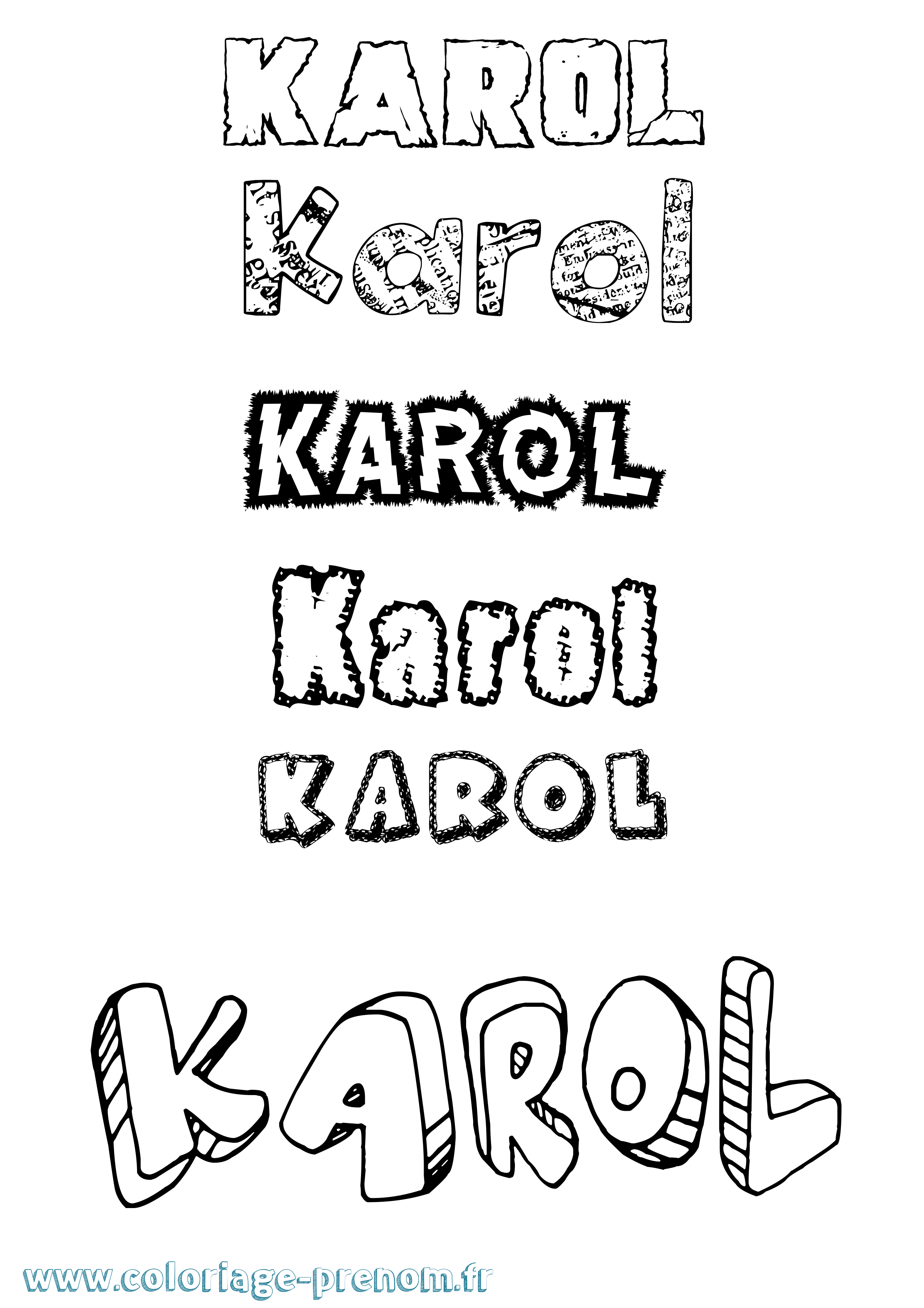 Coloriage prénom Karol Destructuré