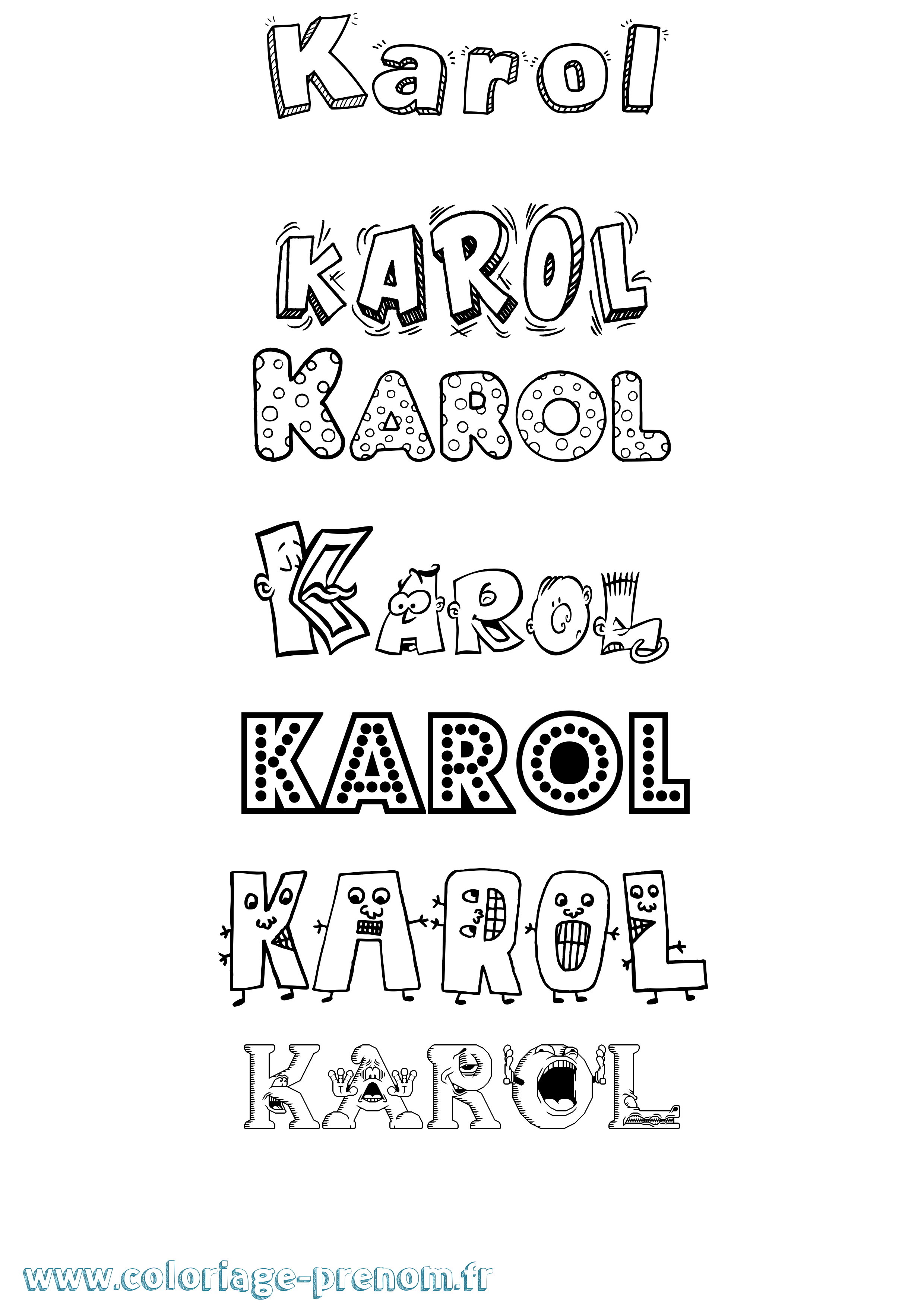 Coloriage prénom Karol Fun