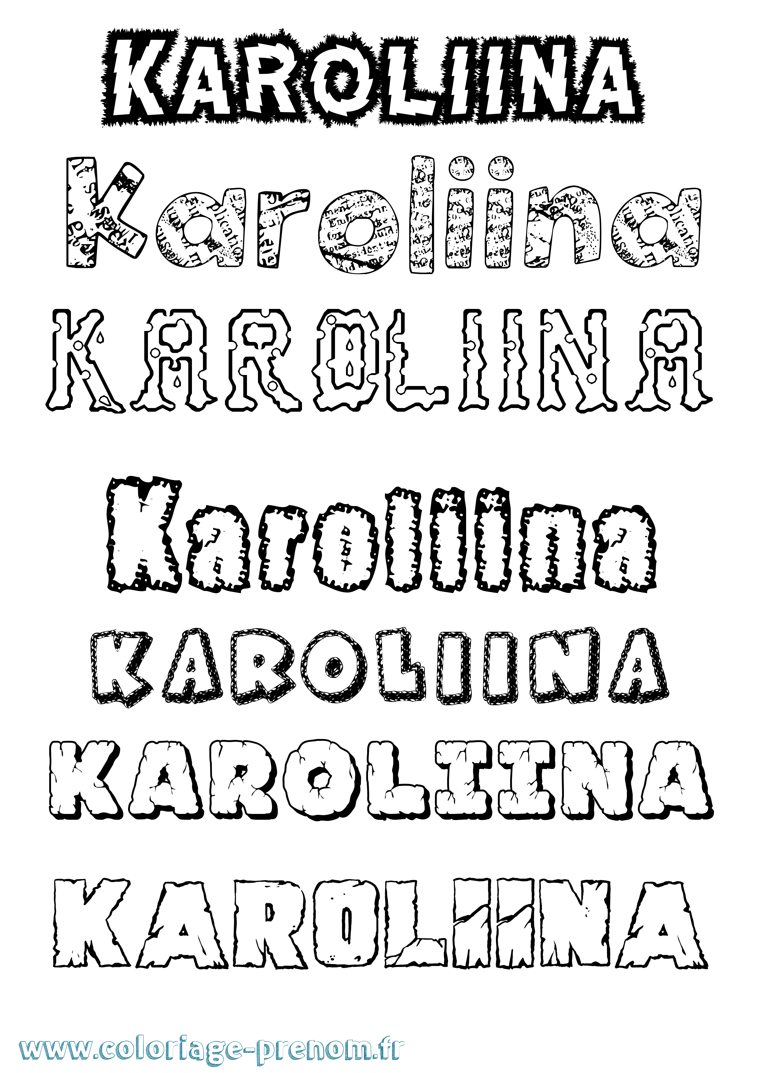 Coloriage prénom Karoliina Destructuré
