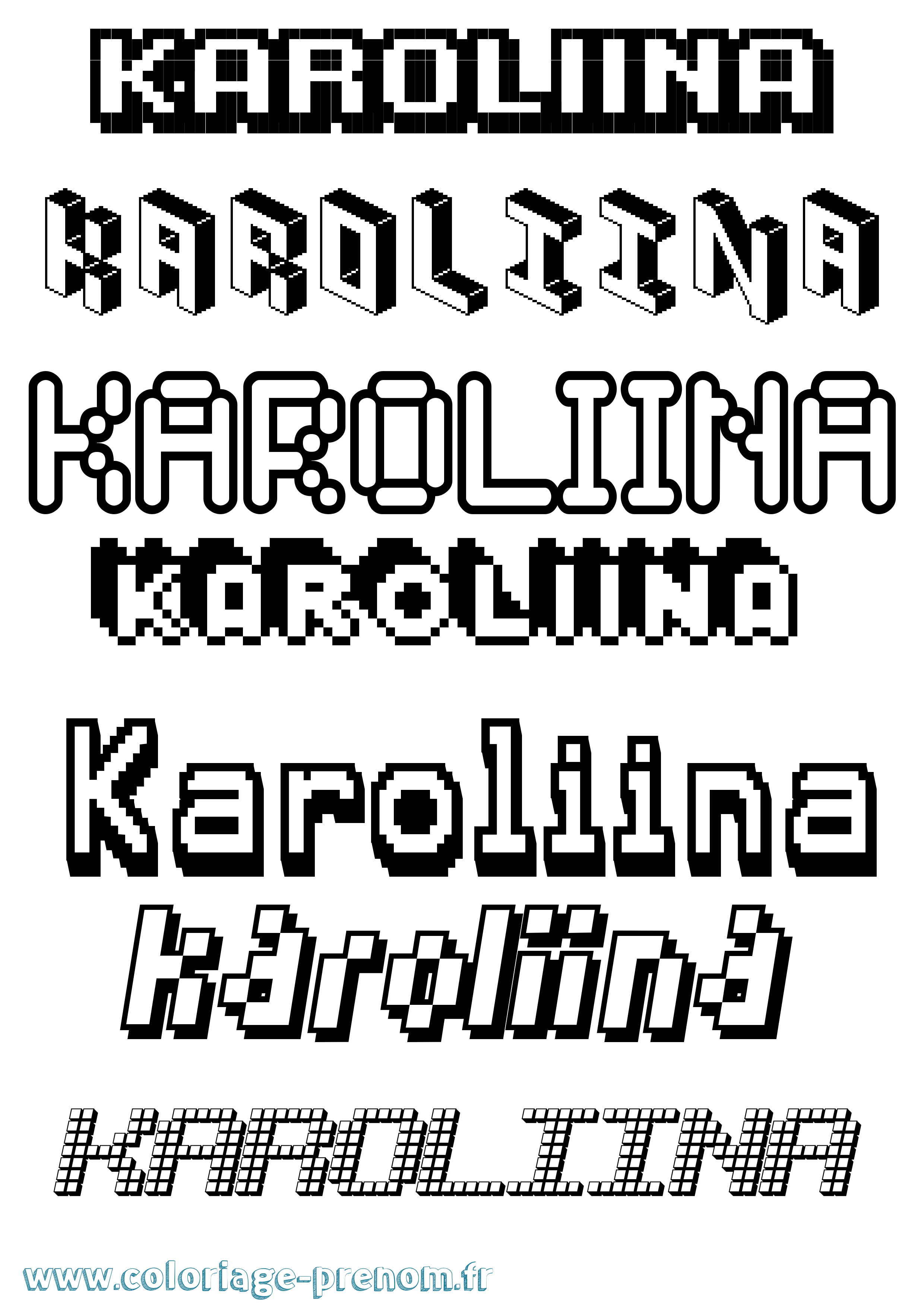 Coloriage prénom Karoliina Pixel