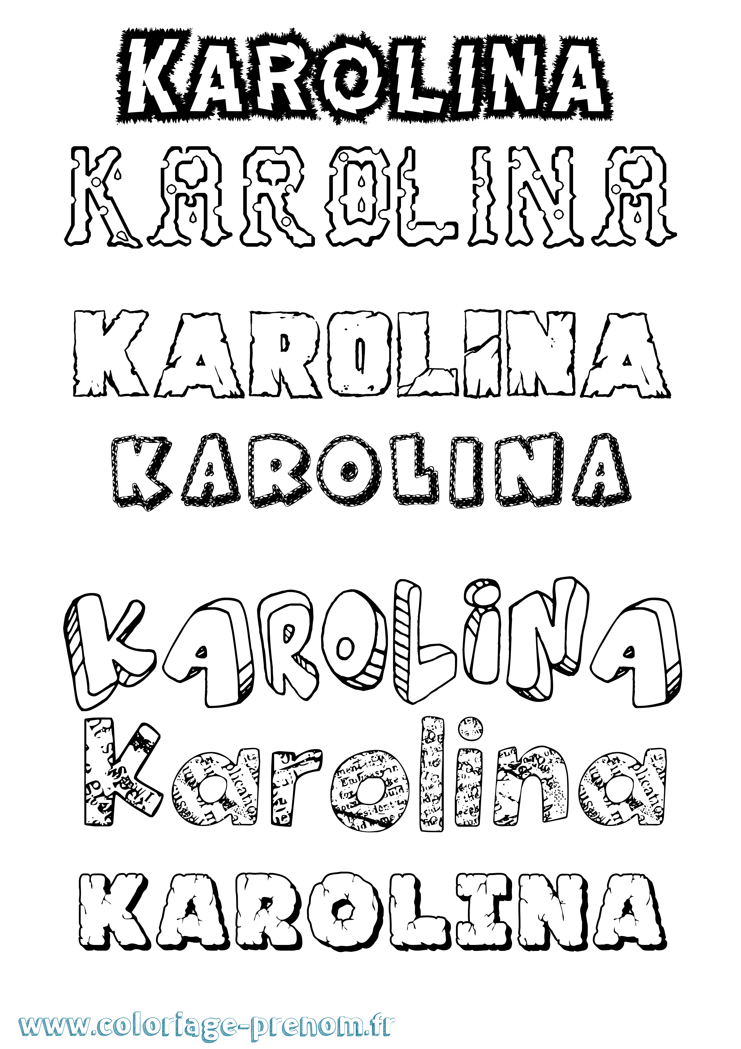 Coloriage prénom Karolina Destructuré