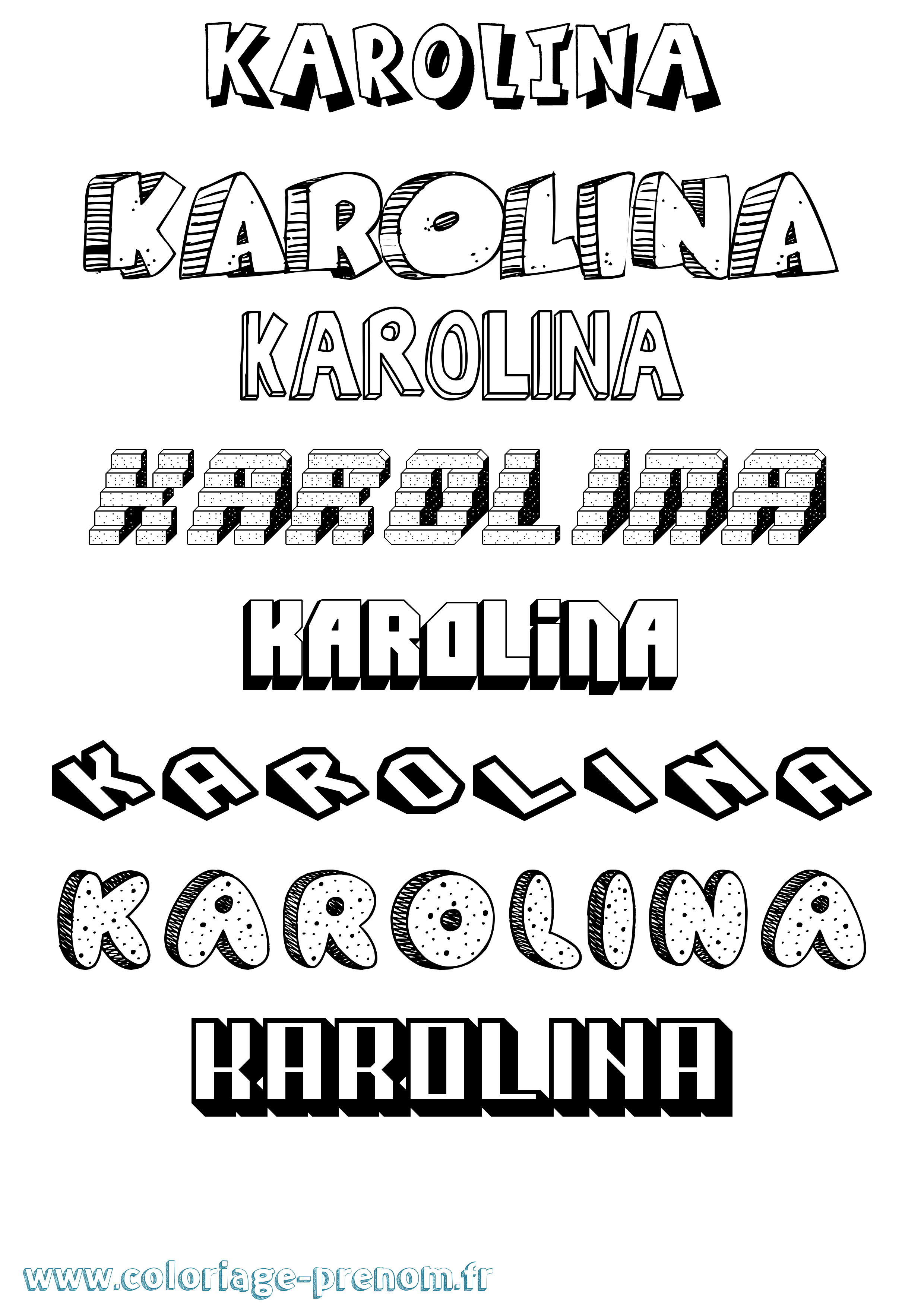 Coloriage Karolina Effet 3D Coloriage prénom Karolina Effet 3D