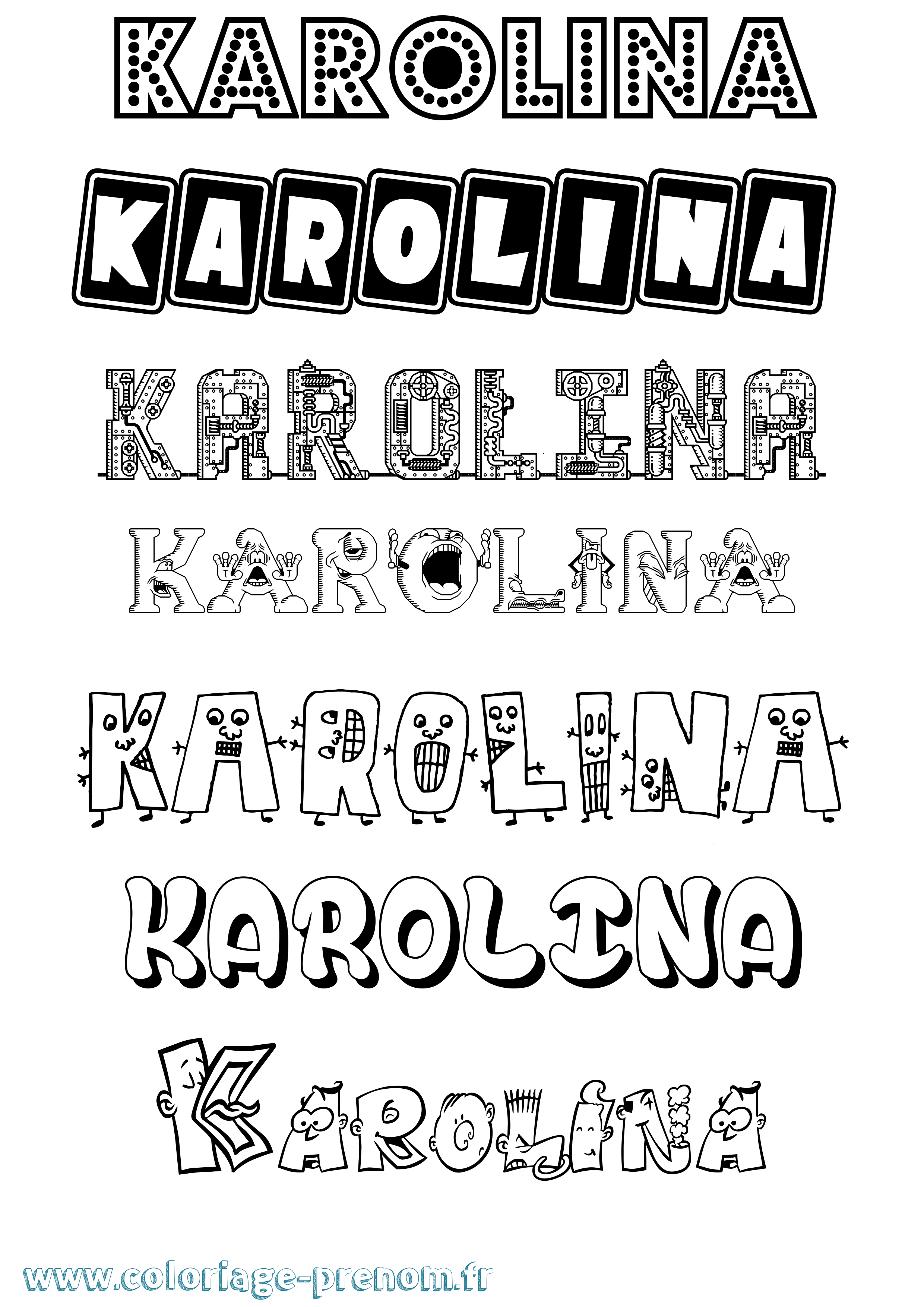 Coloriage prénom Karolina Fun