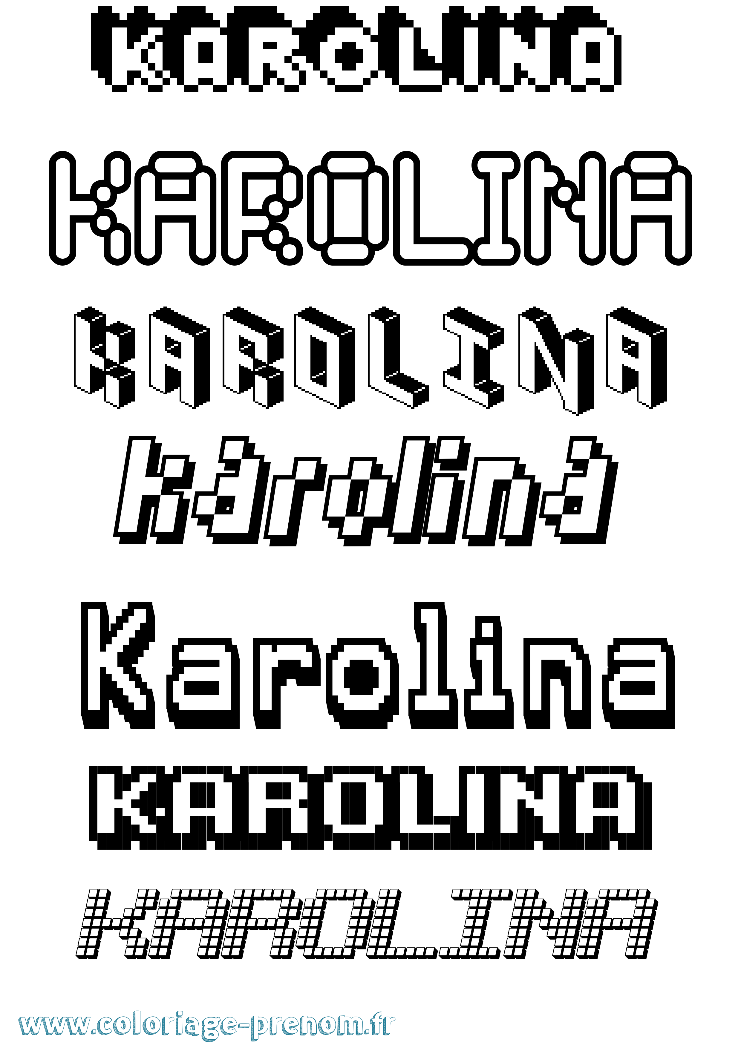Coloriage Karolina Pixel Coloriage prénom Karolina Pixel