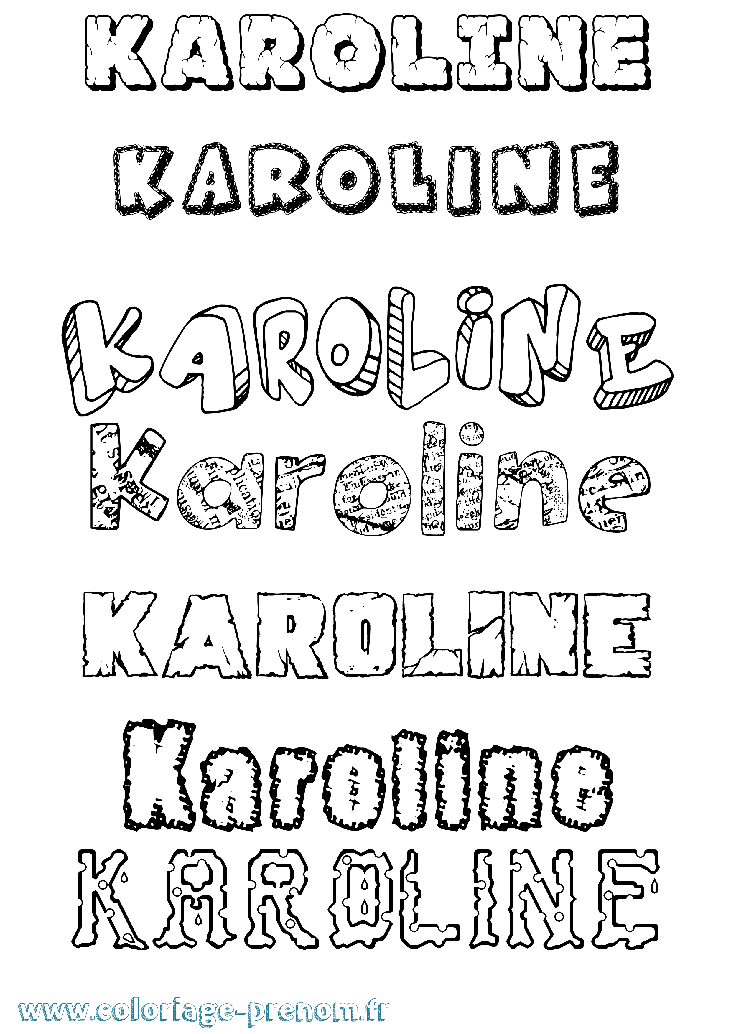 Coloriage prénom Karoline Destructuré