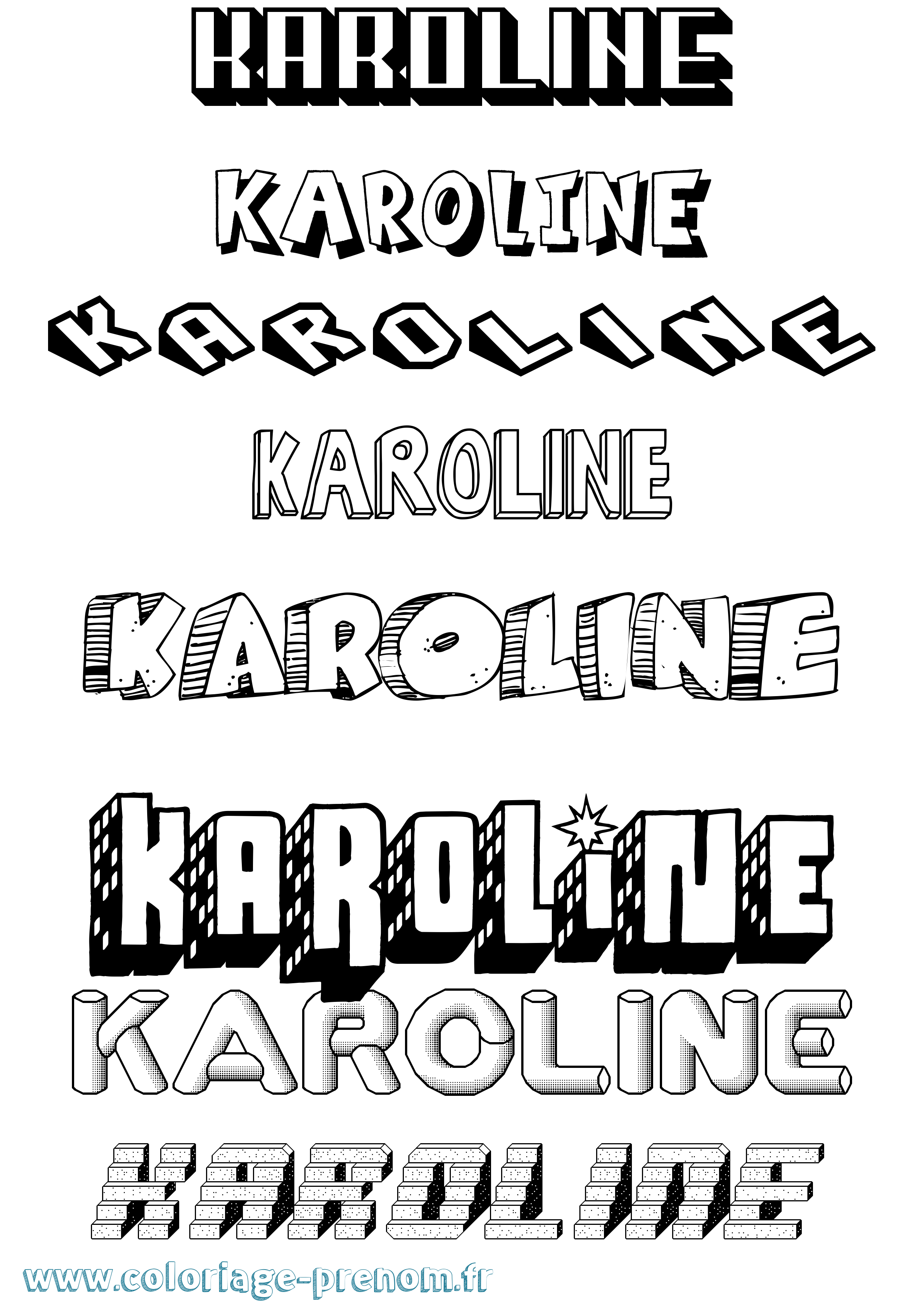Coloriage prénom Karoline Effet 3D