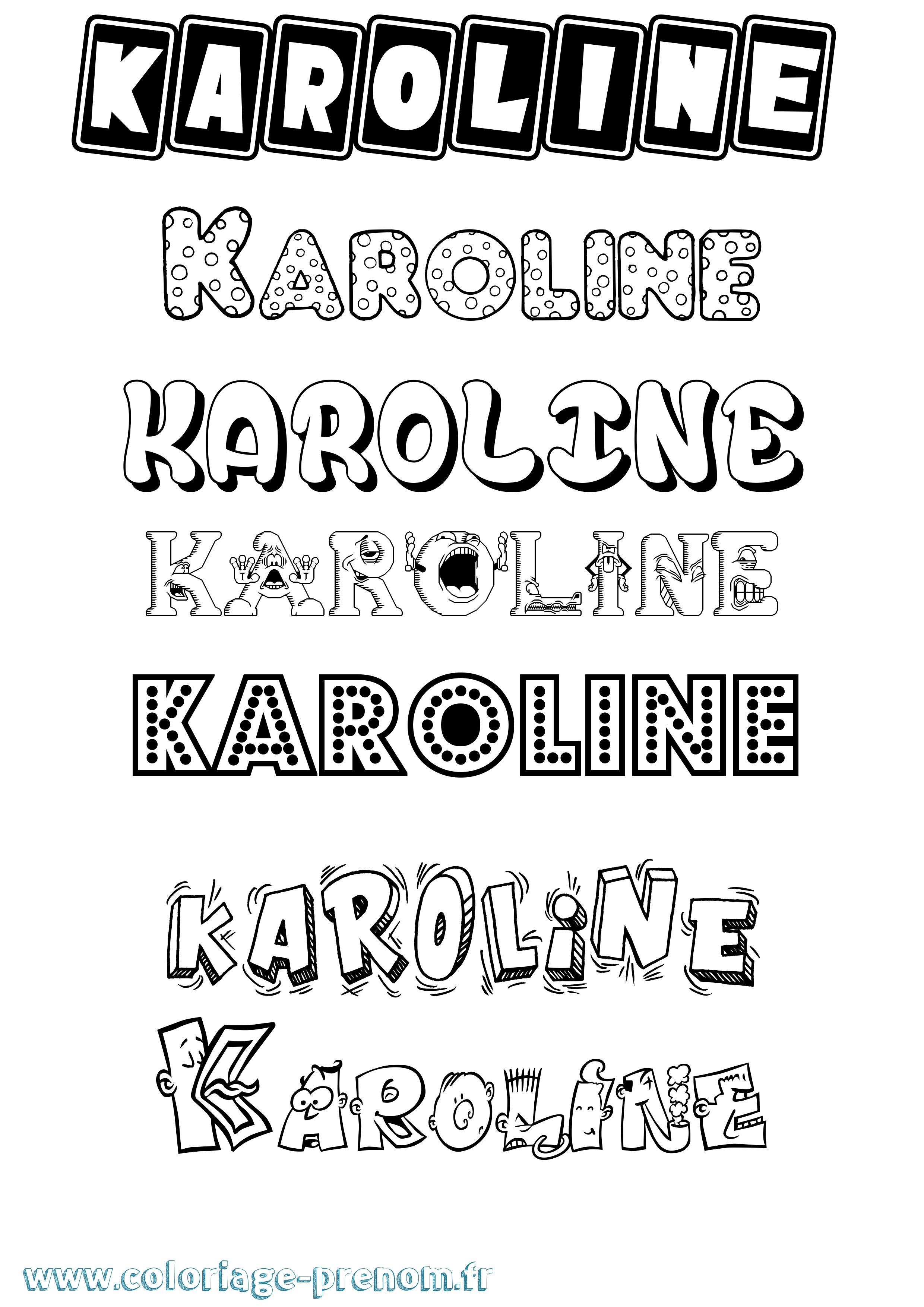 Coloriage prénom Karoline Fun