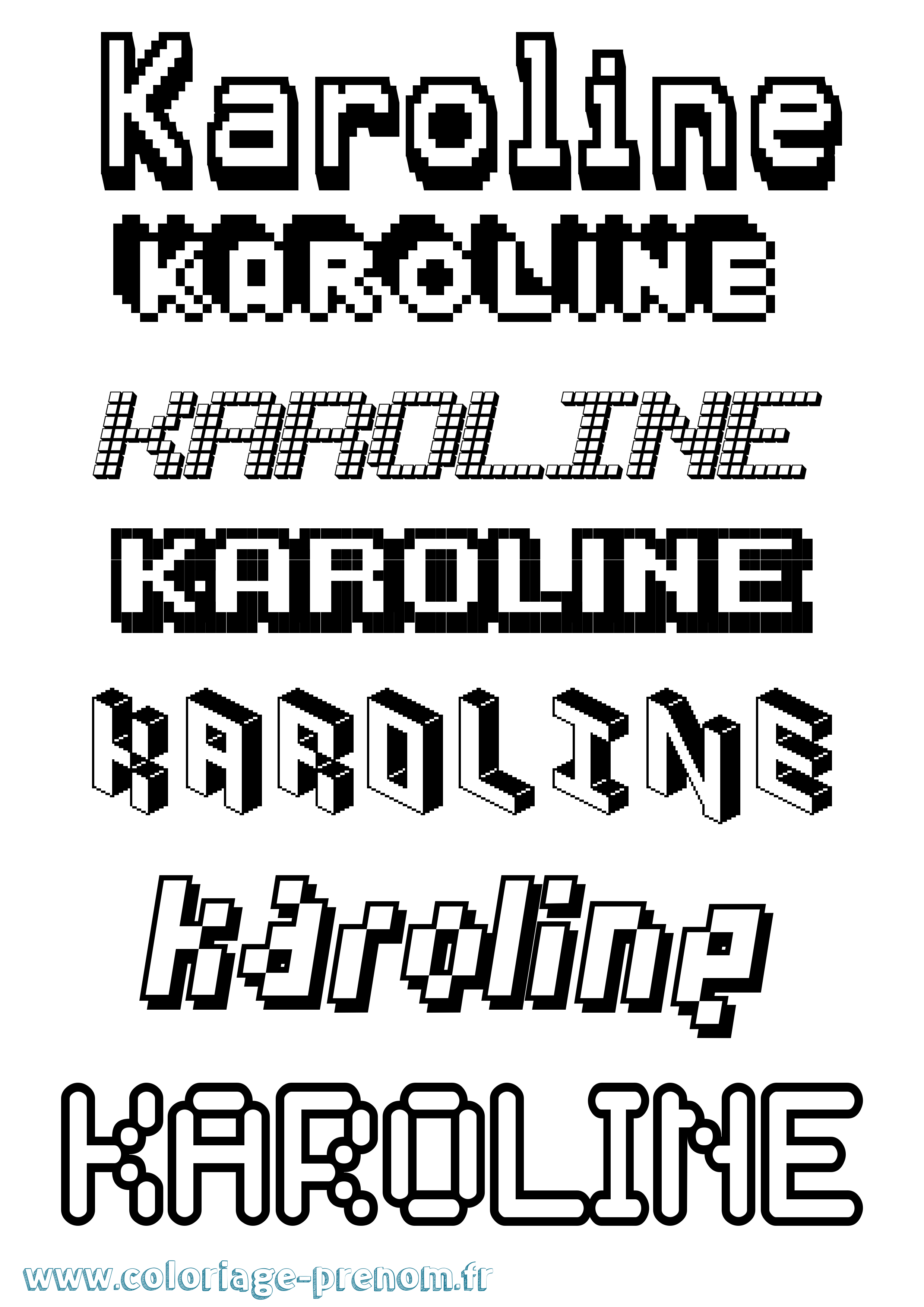 Coloriage prénom Karoline Pixel