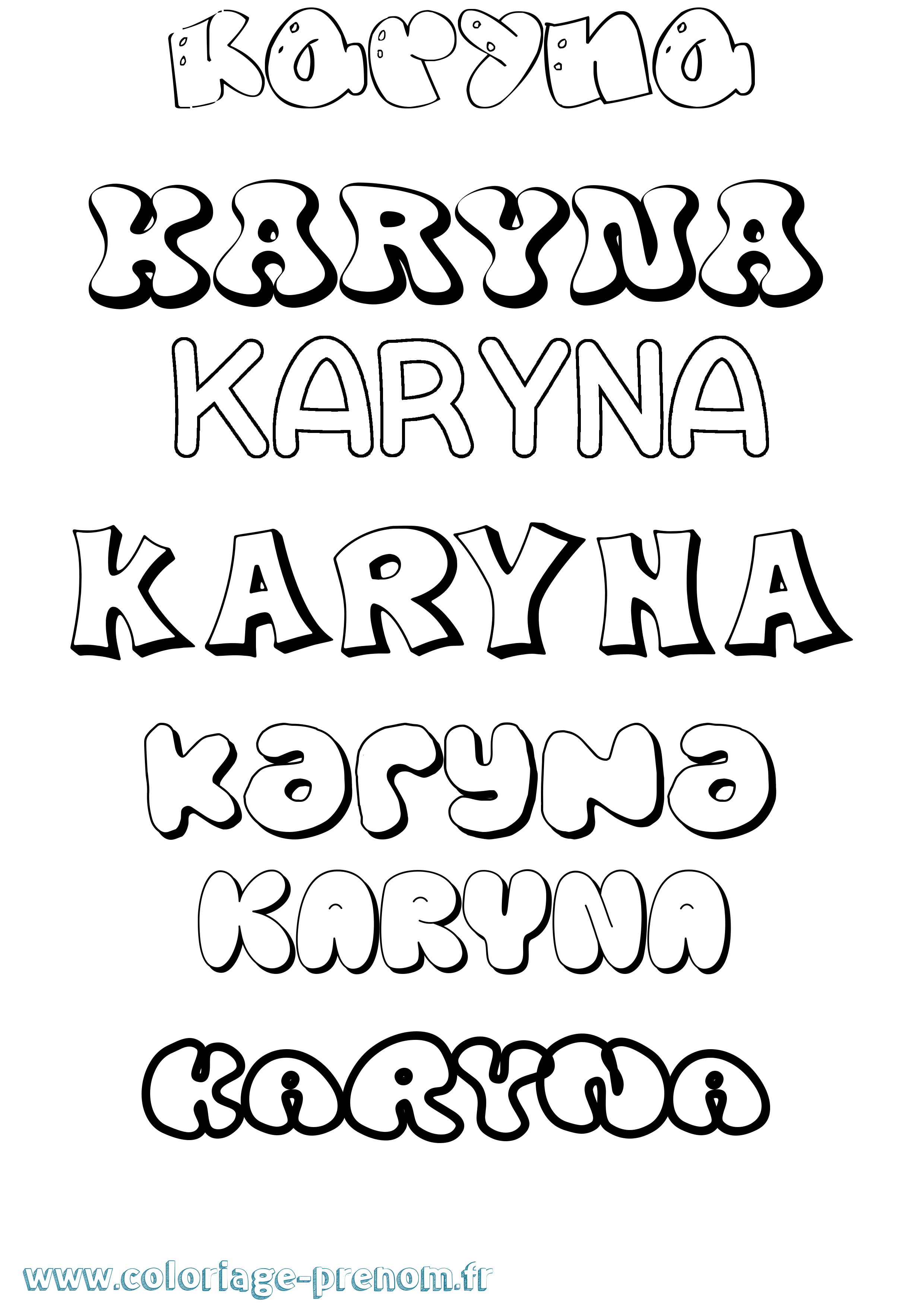 Coloriage prénom Karyna Bubble
