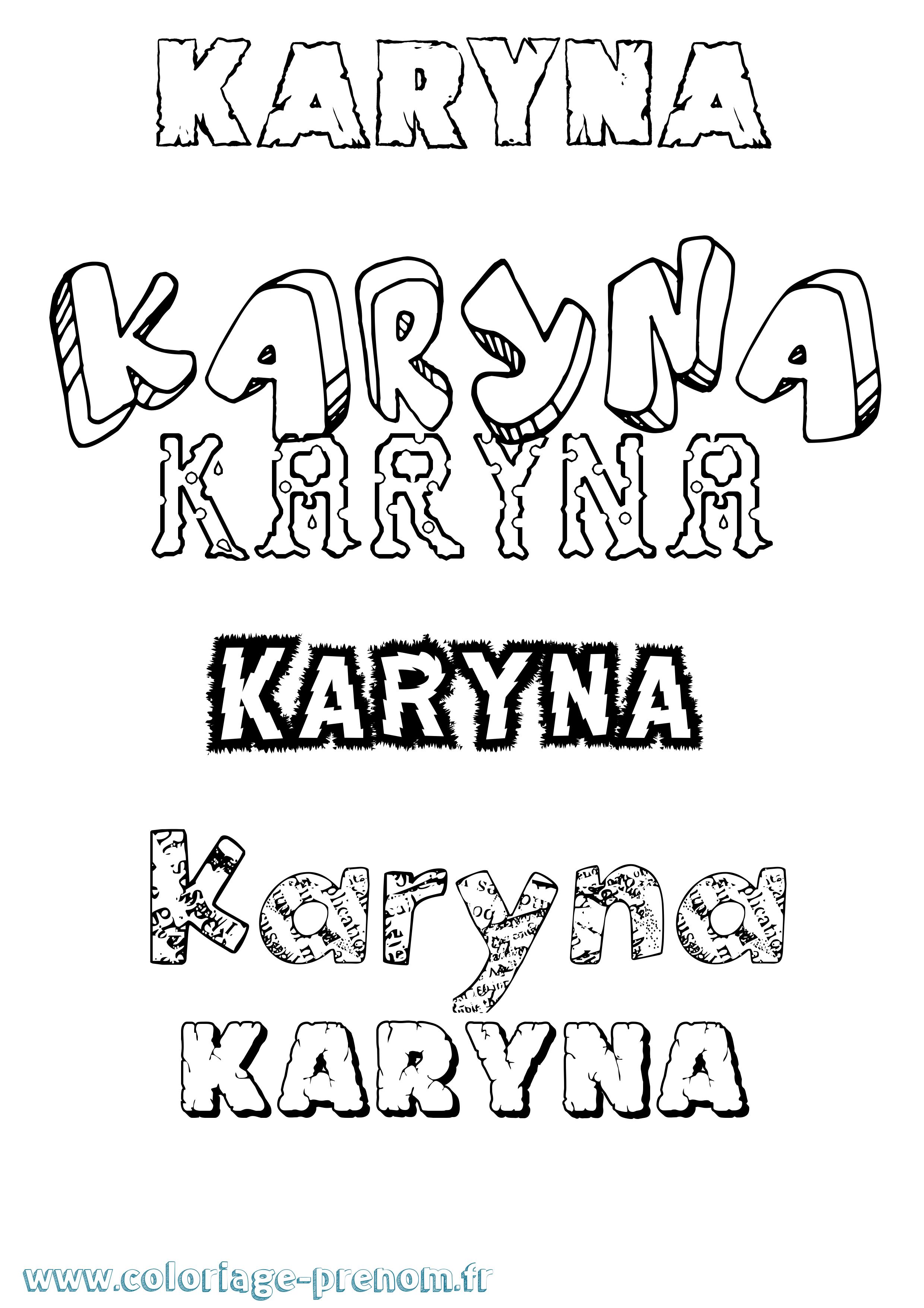 Coloriage prénom Karyna Destructuré