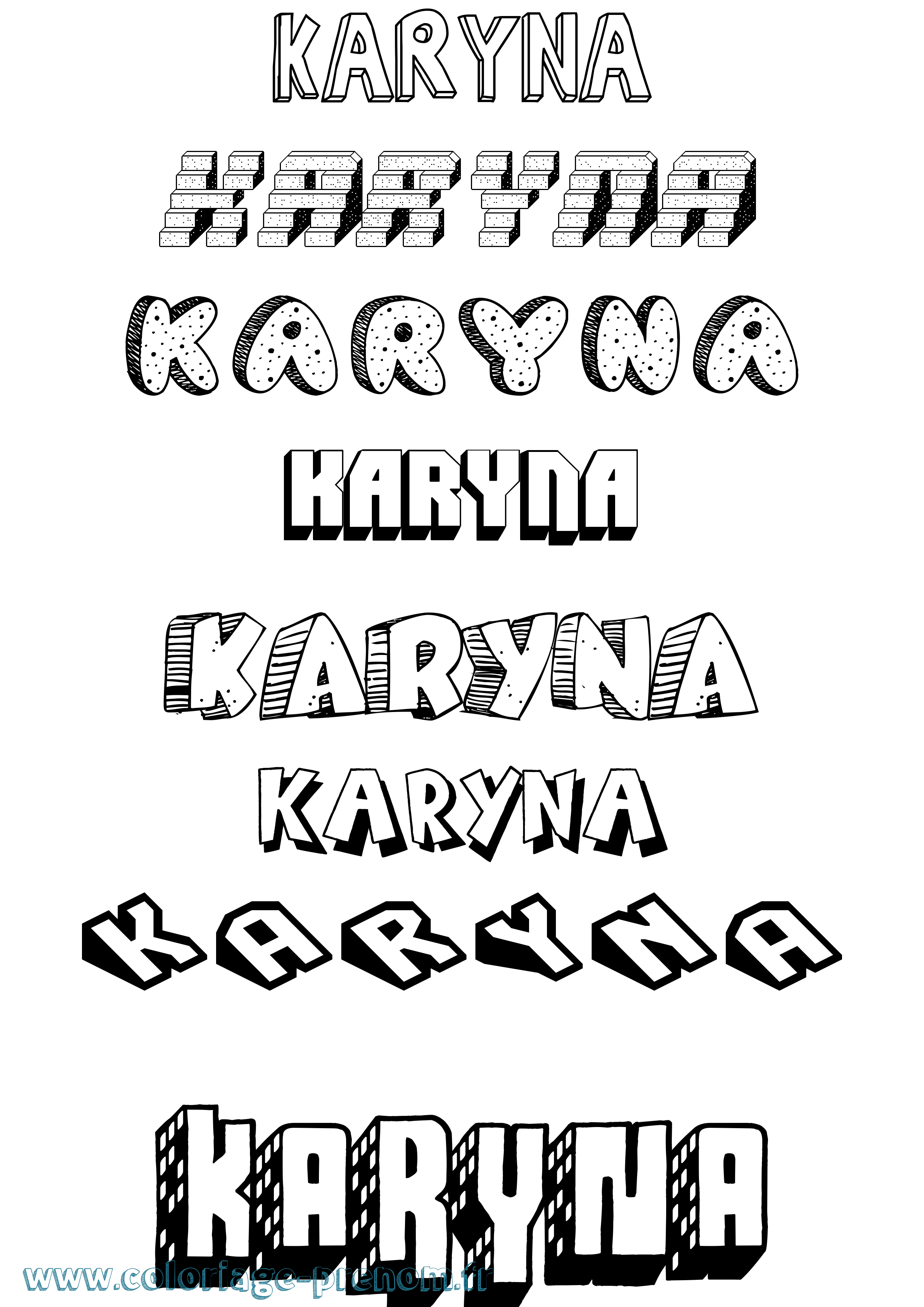 Coloriage prénom Karyna Effet 3D