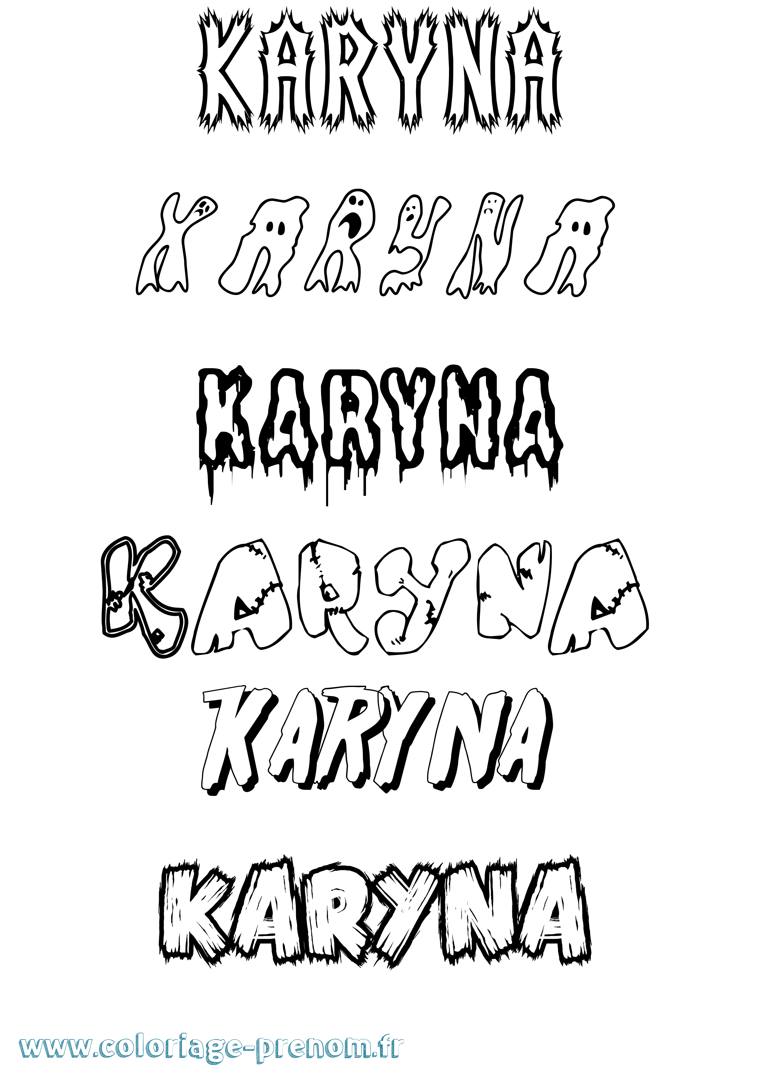 Coloriage prénom Karyna Frisson