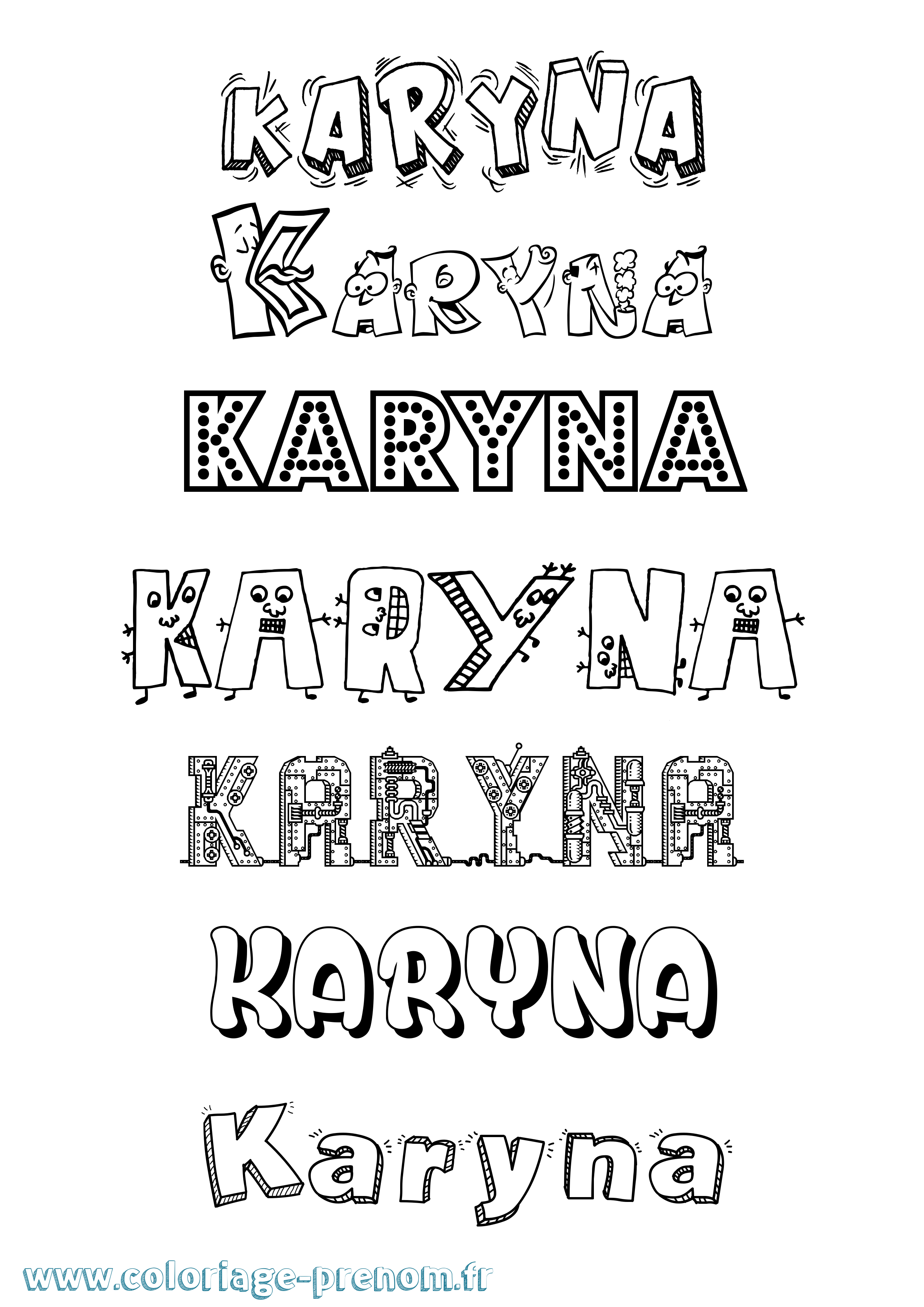 Coloriage prénom Karyna Fun