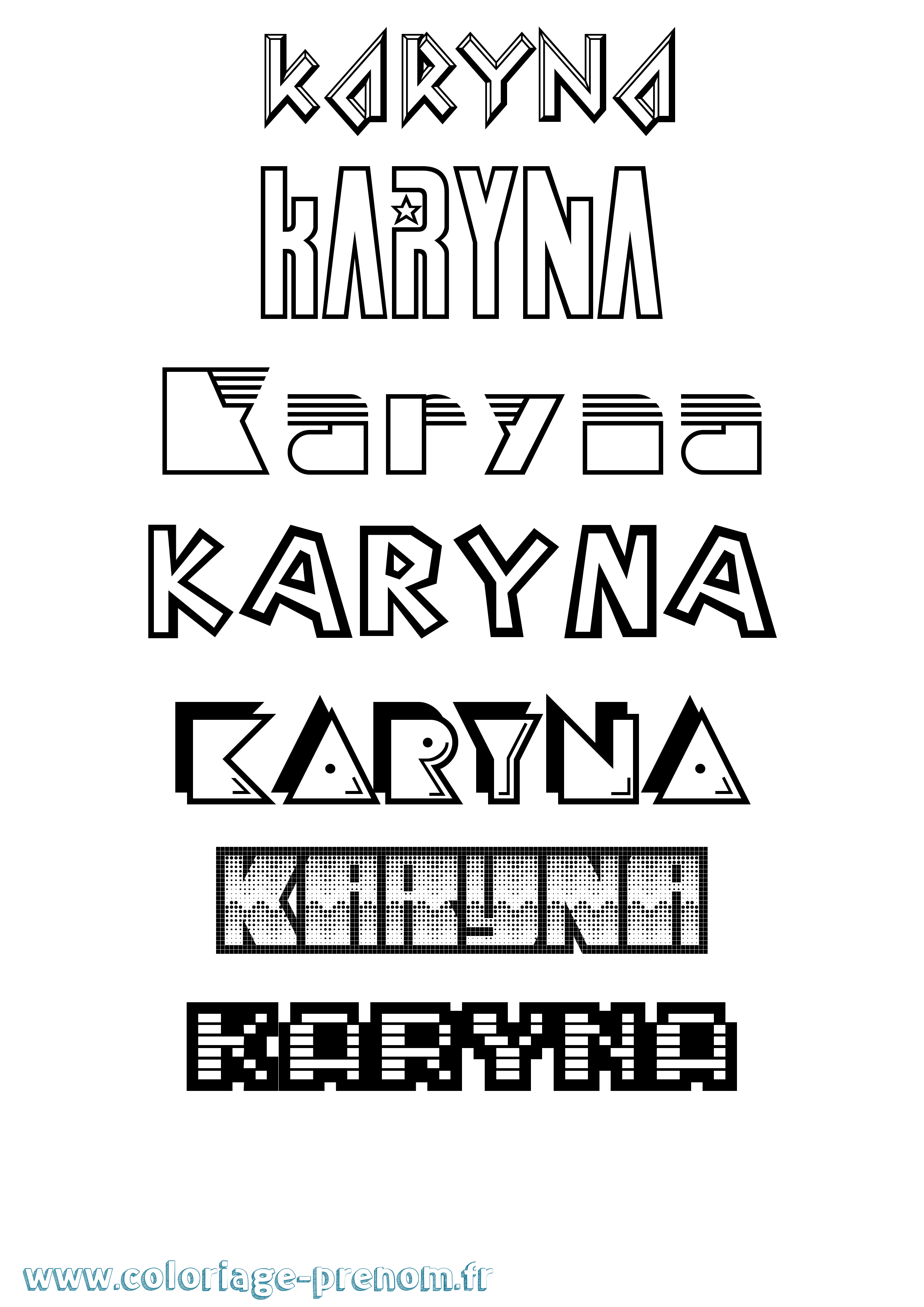 Coloriage prénom Karyna Jeux Vidéos