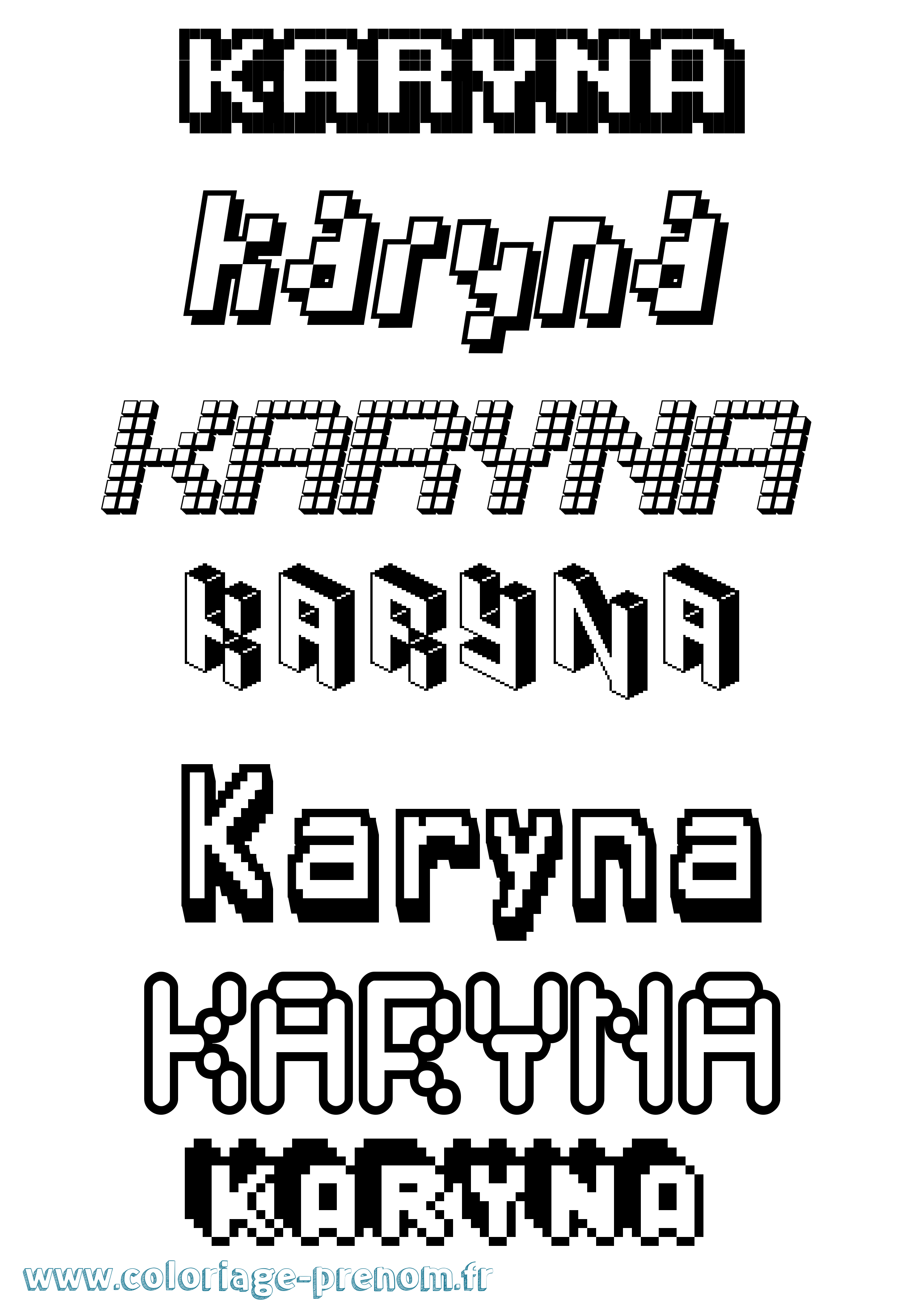 Coloriage prénom Karyna Pixel