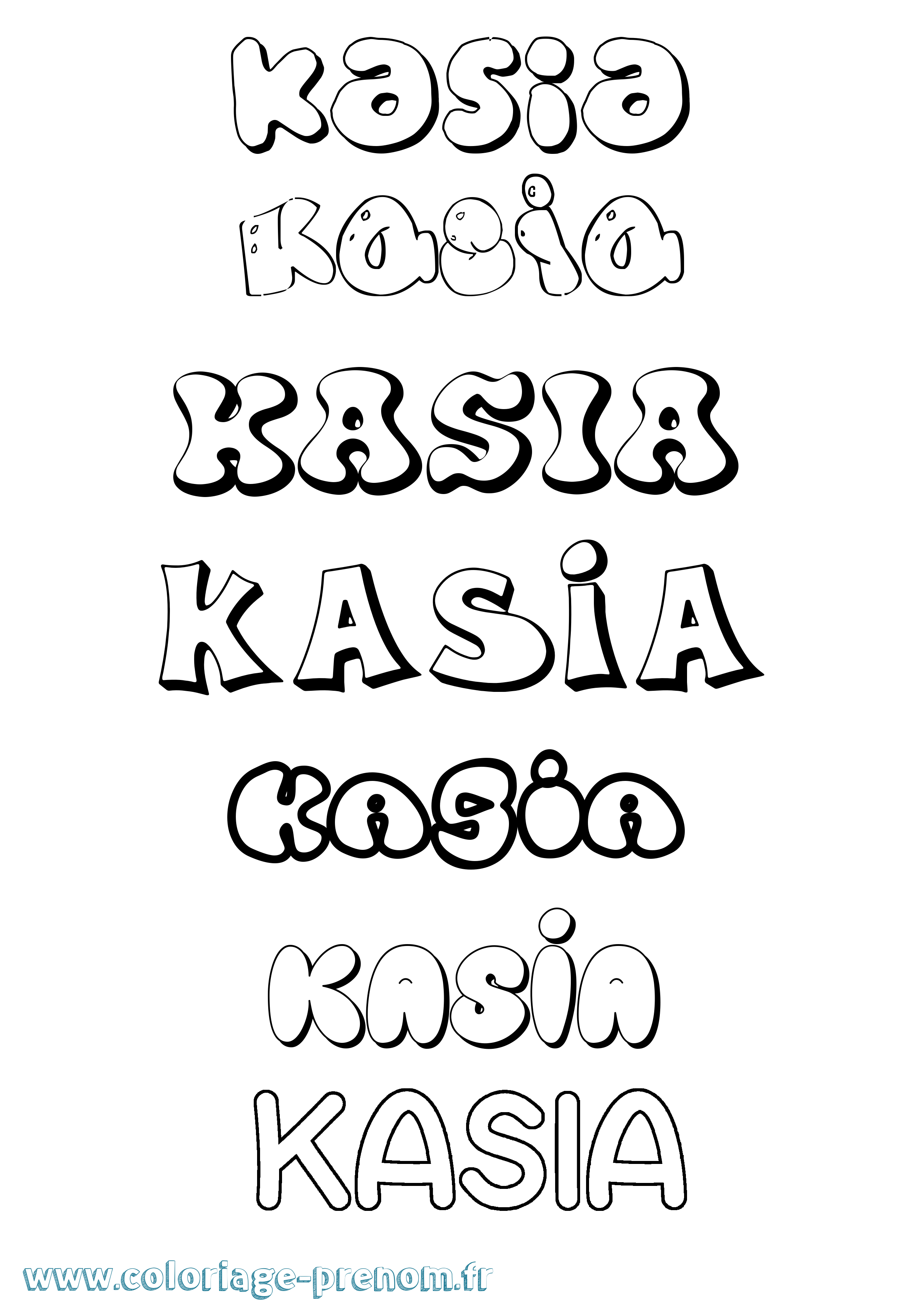 Coloriage prénom Kasia Bubble