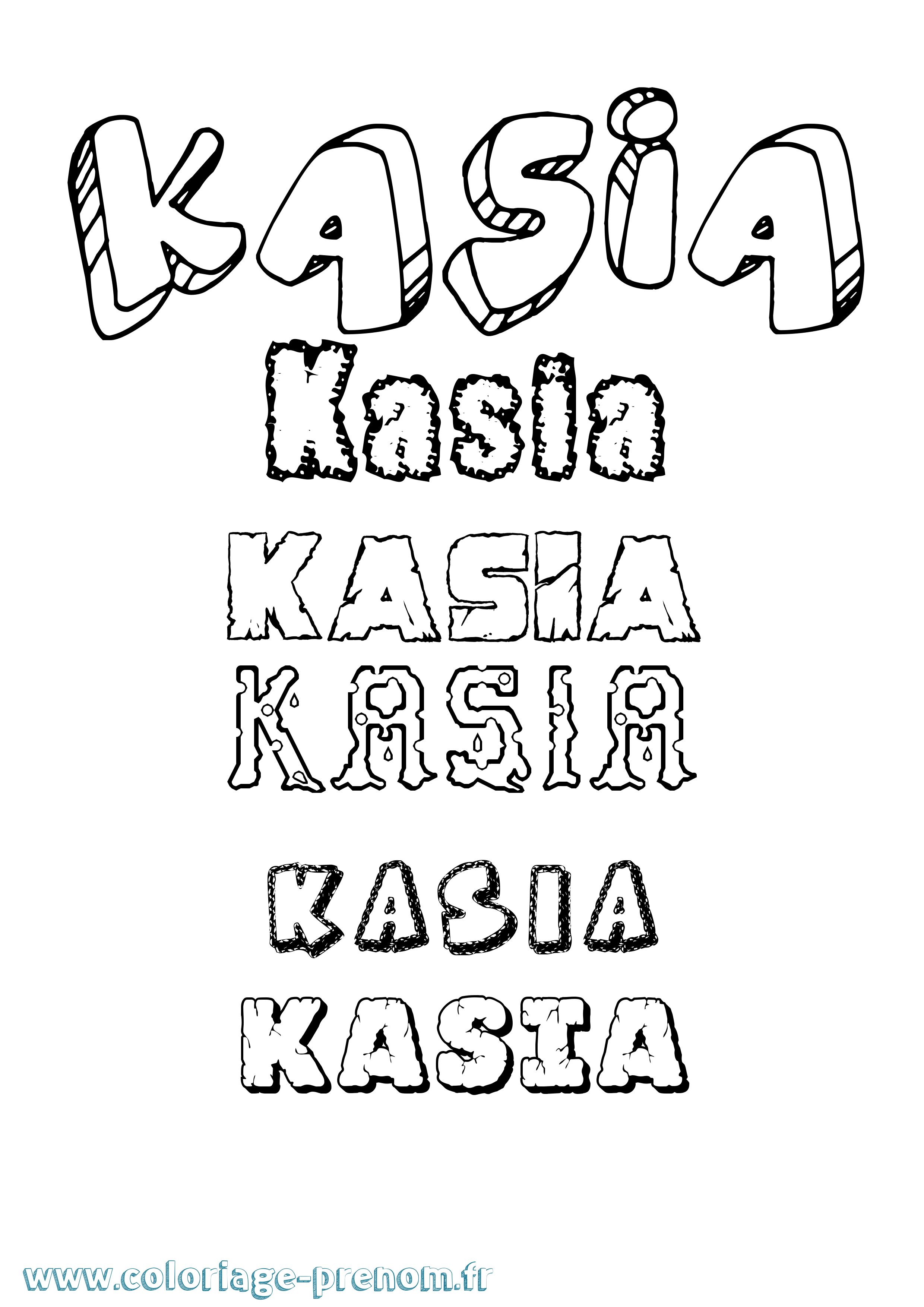 Coloriage prénom Kasia Destructuré