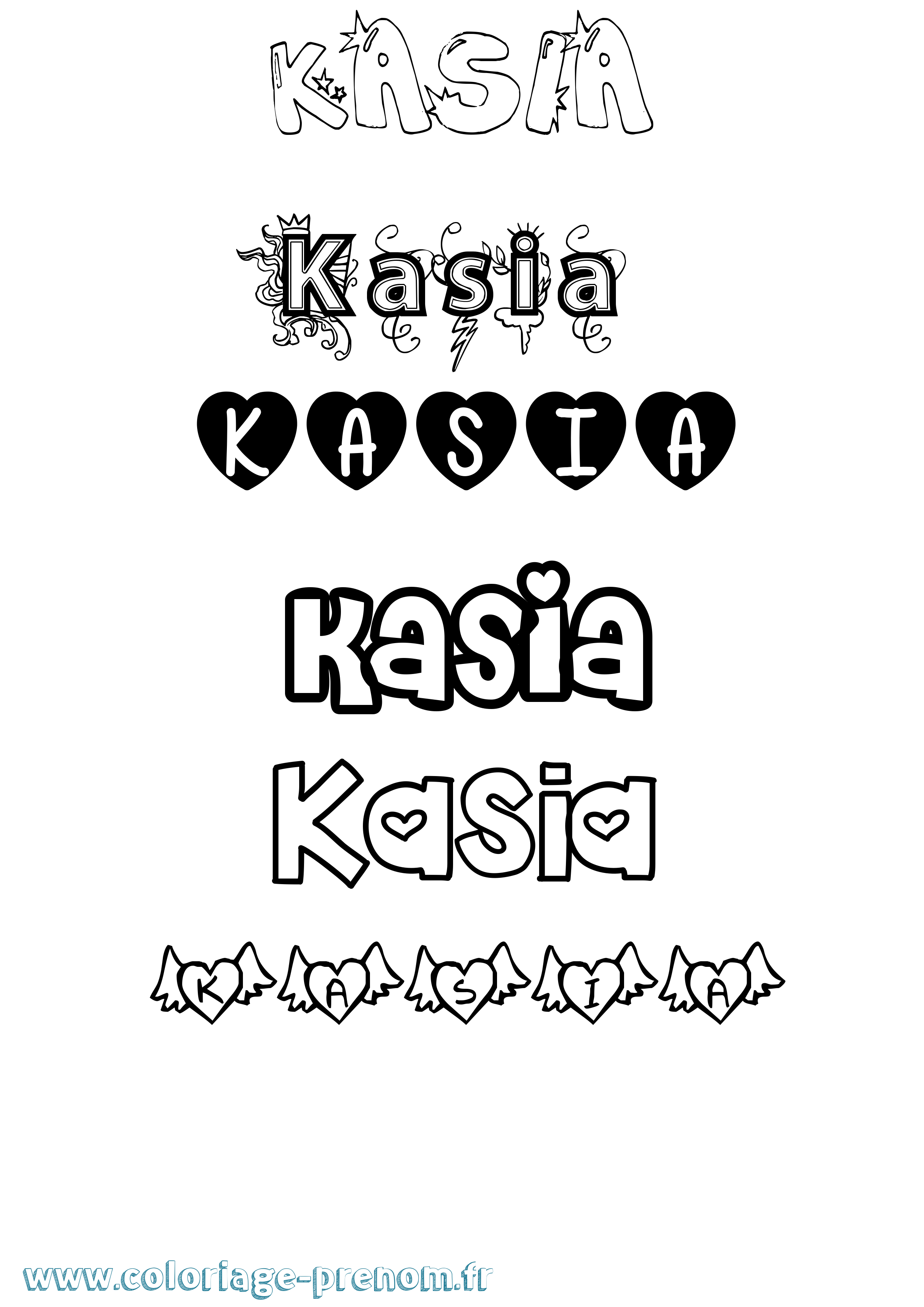 Coloriage prénom Kasia Girly