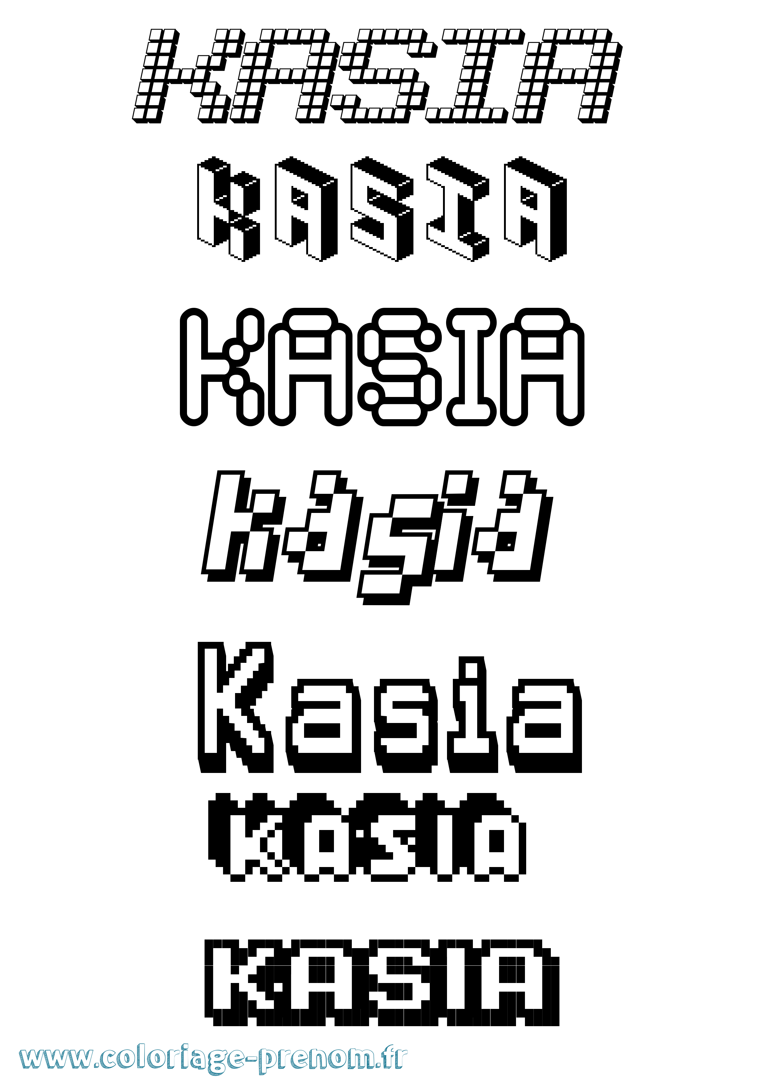 Coloriage prénom Kasia Pixel