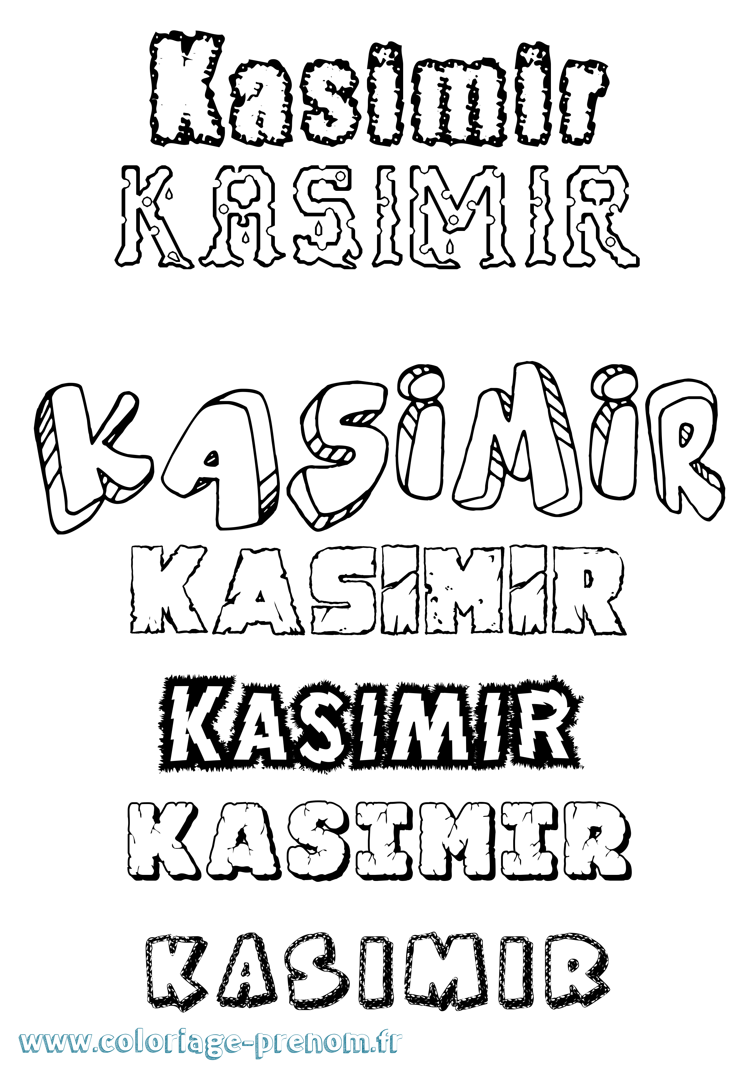 Coloriage prénom Kasimir Destructuré
